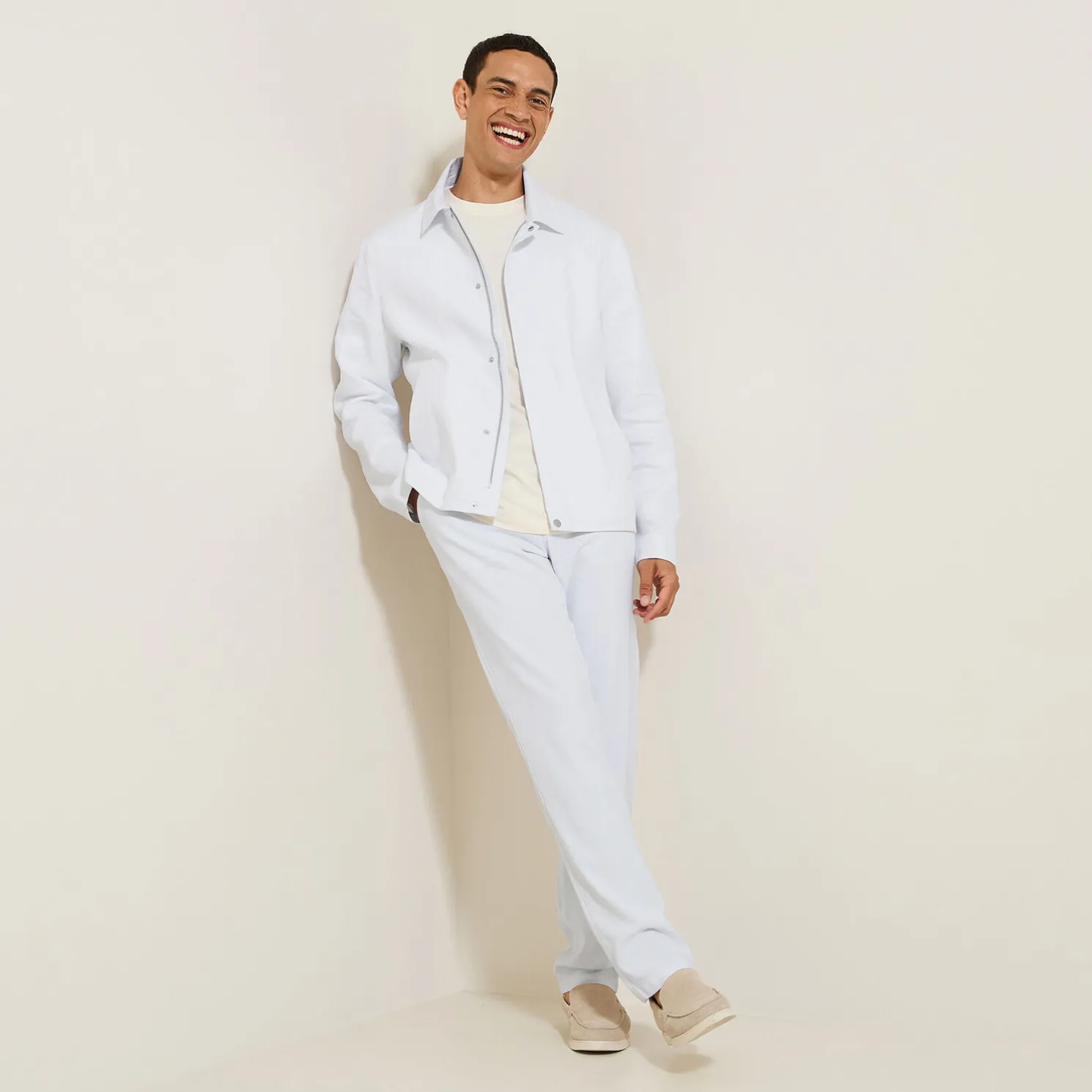 Linnen jack met hemdskraag