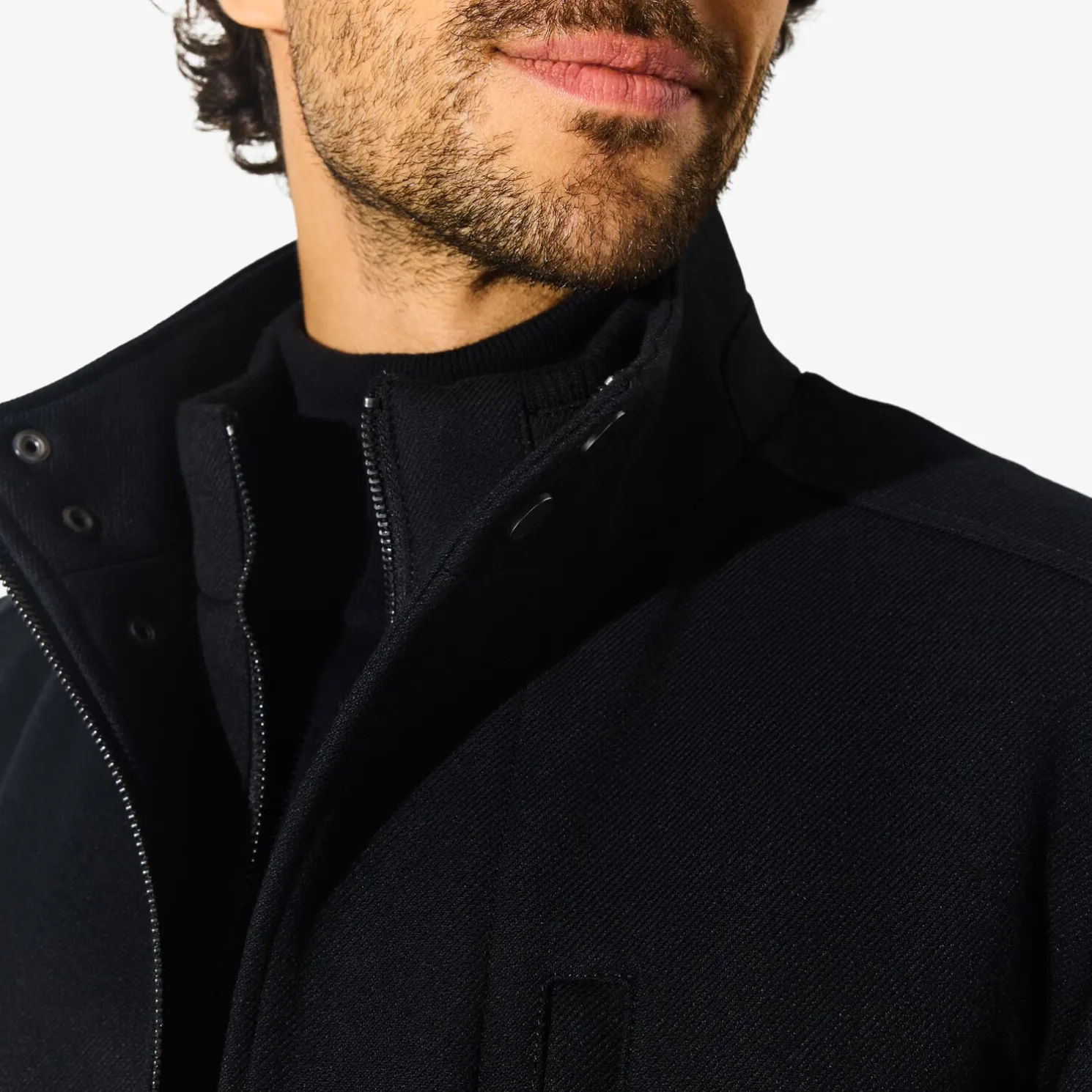 Mantel met rits en opstaande kraag