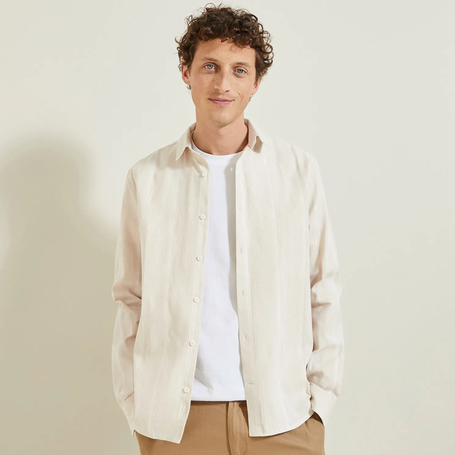 Overhemd van getextureerd katoen