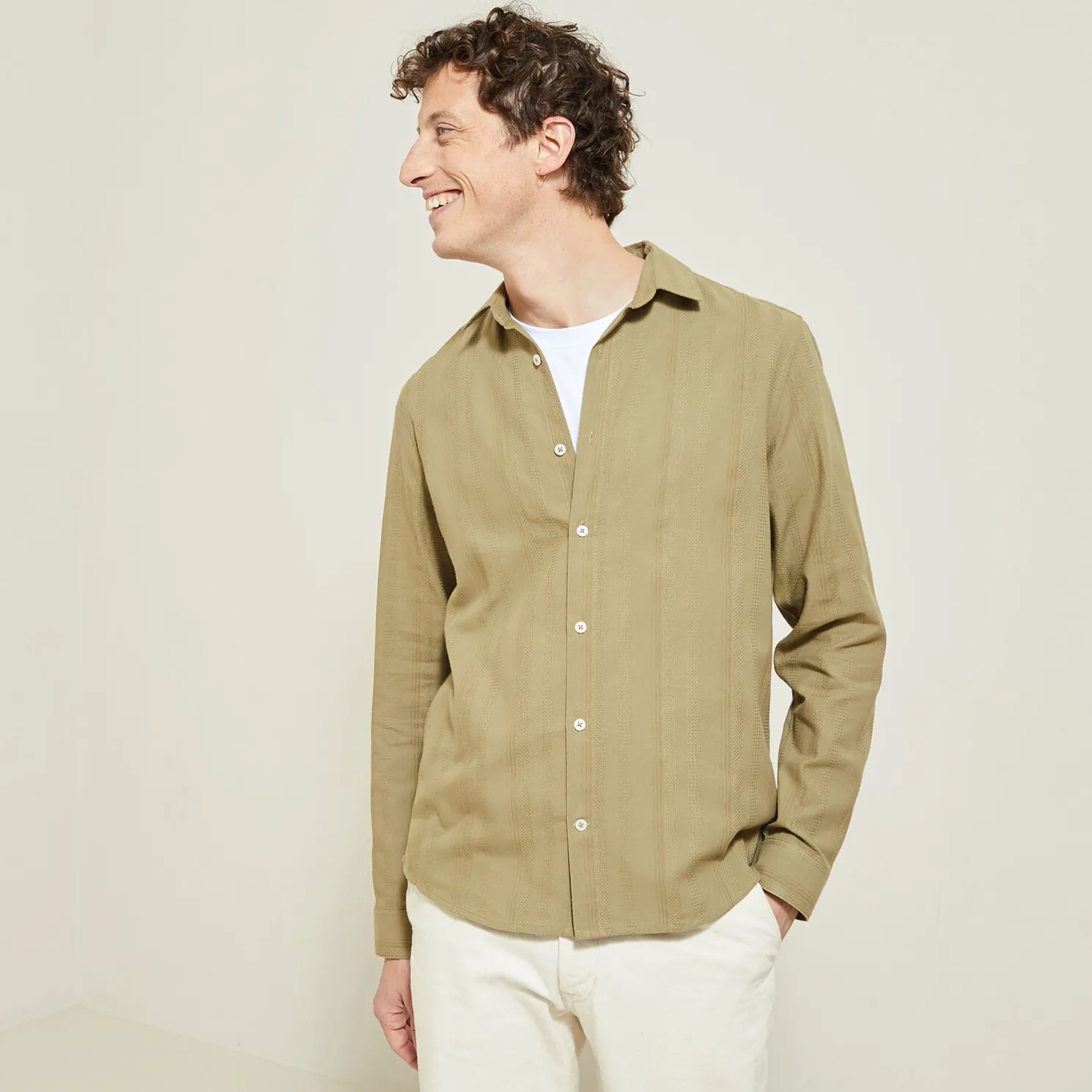 Overhemd van getextureerd katoen