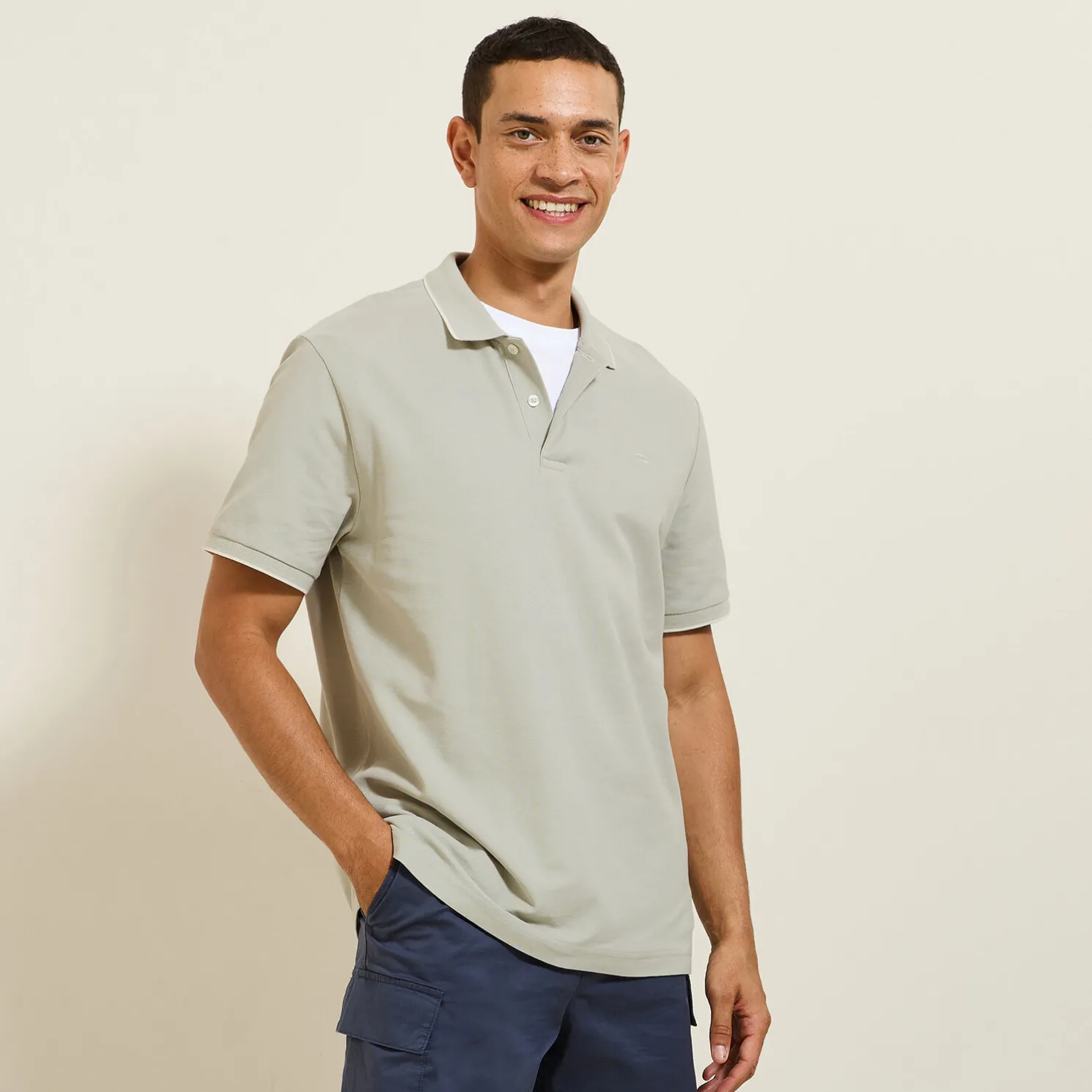 Polo in piquékatoen met korte mouwen 