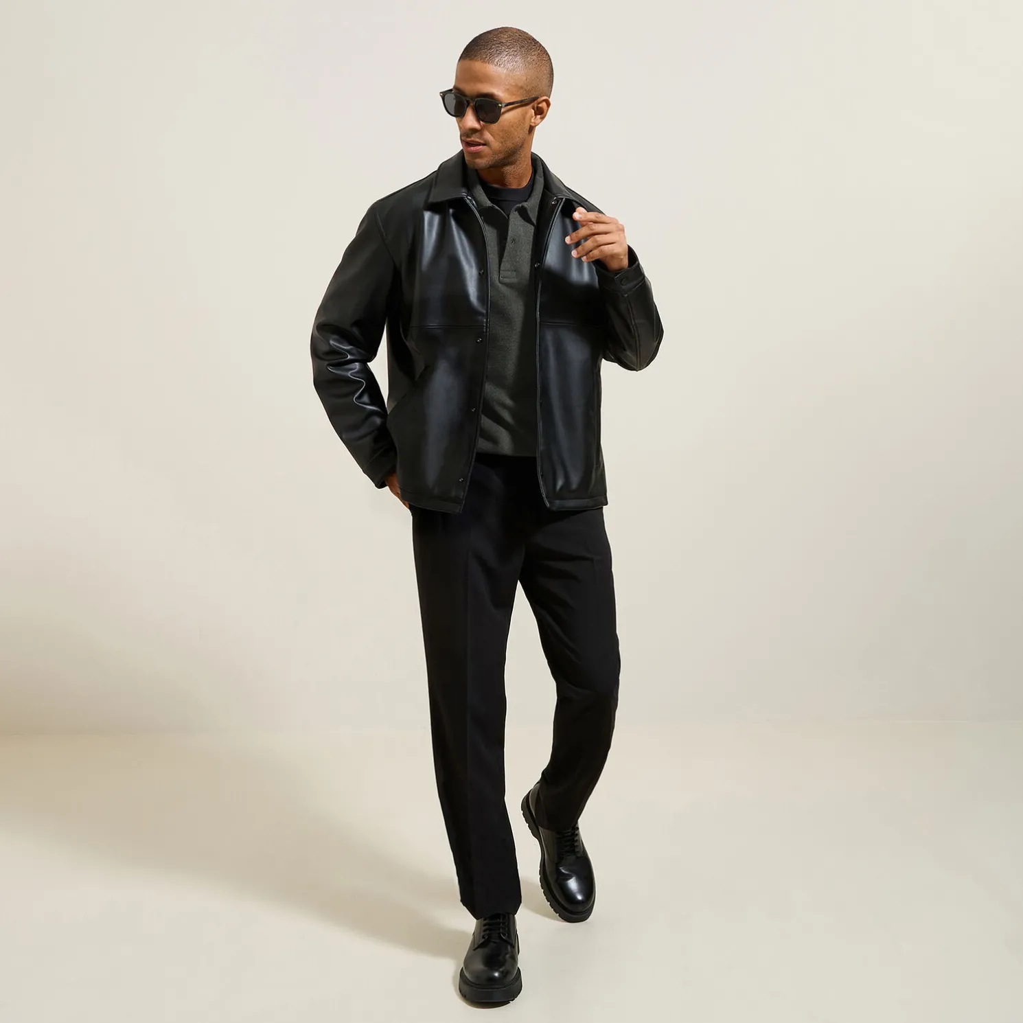 Polo in piquéstof met lange mouwen en relax snit