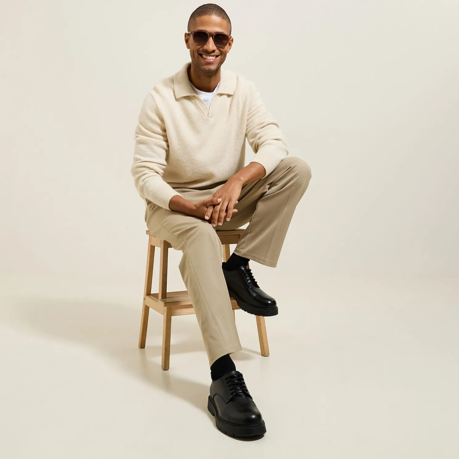 Polo in tricot met resortkraag