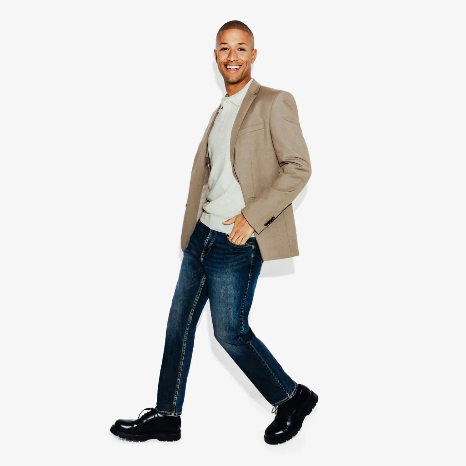 Polo met knopen in textuurstof