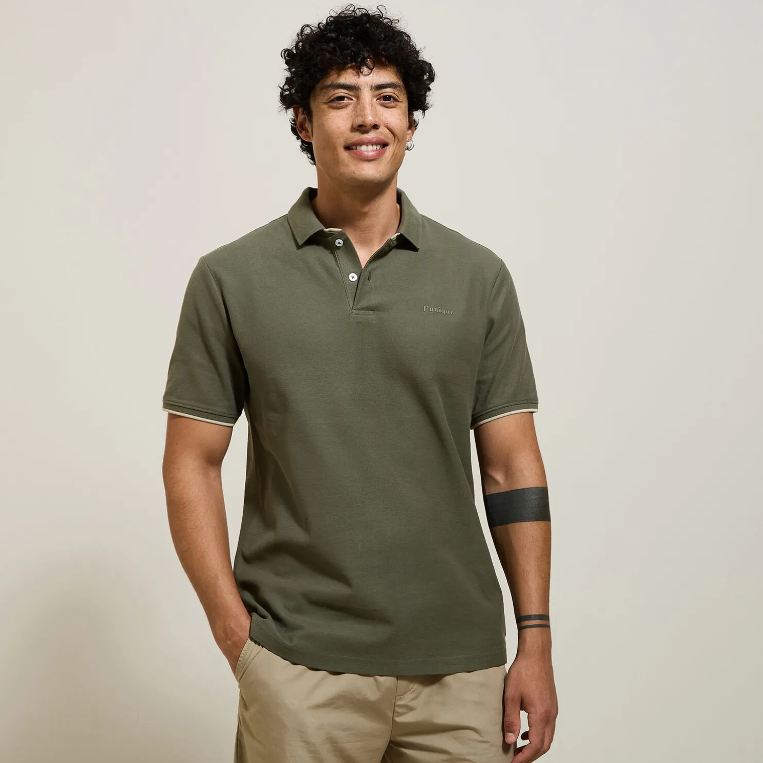 Polo met korte mouwen en borstprint