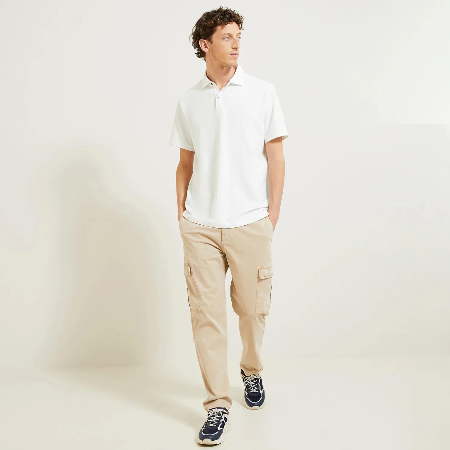 Polo met korte mouwen, visgraatmotief en Italiaans