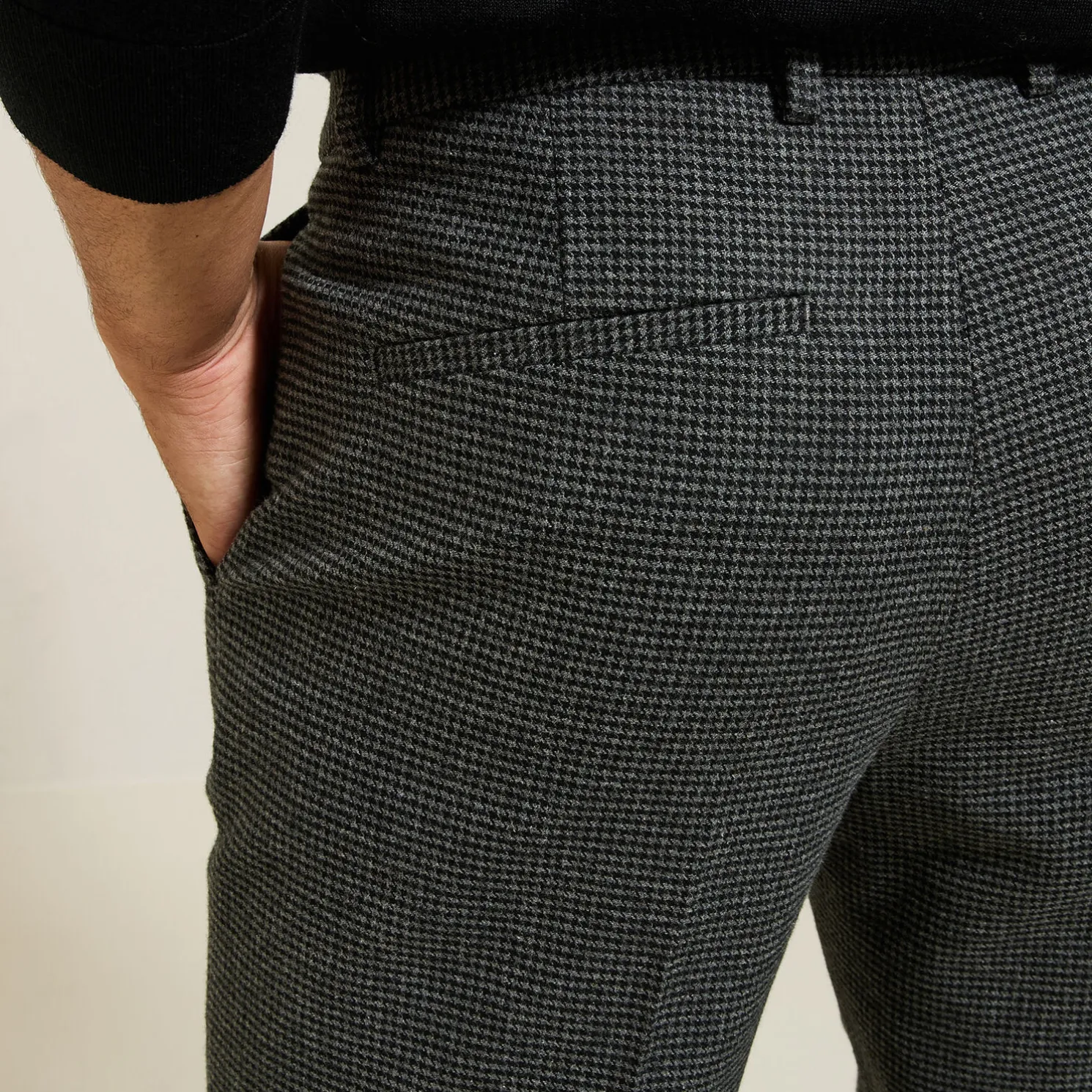 Regular broek met pied-de-puce-motief