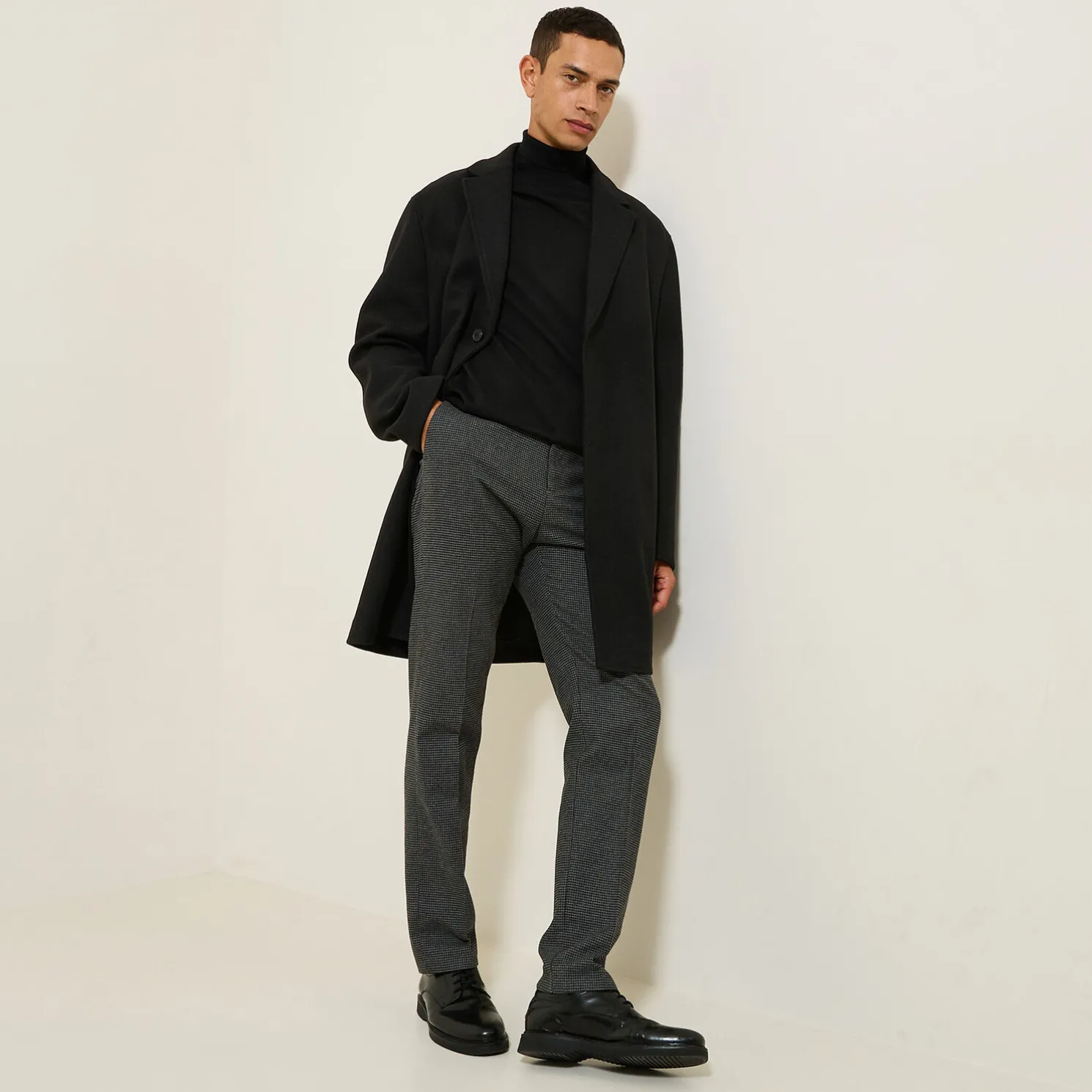 Regular broek met pied-de-puce-motief