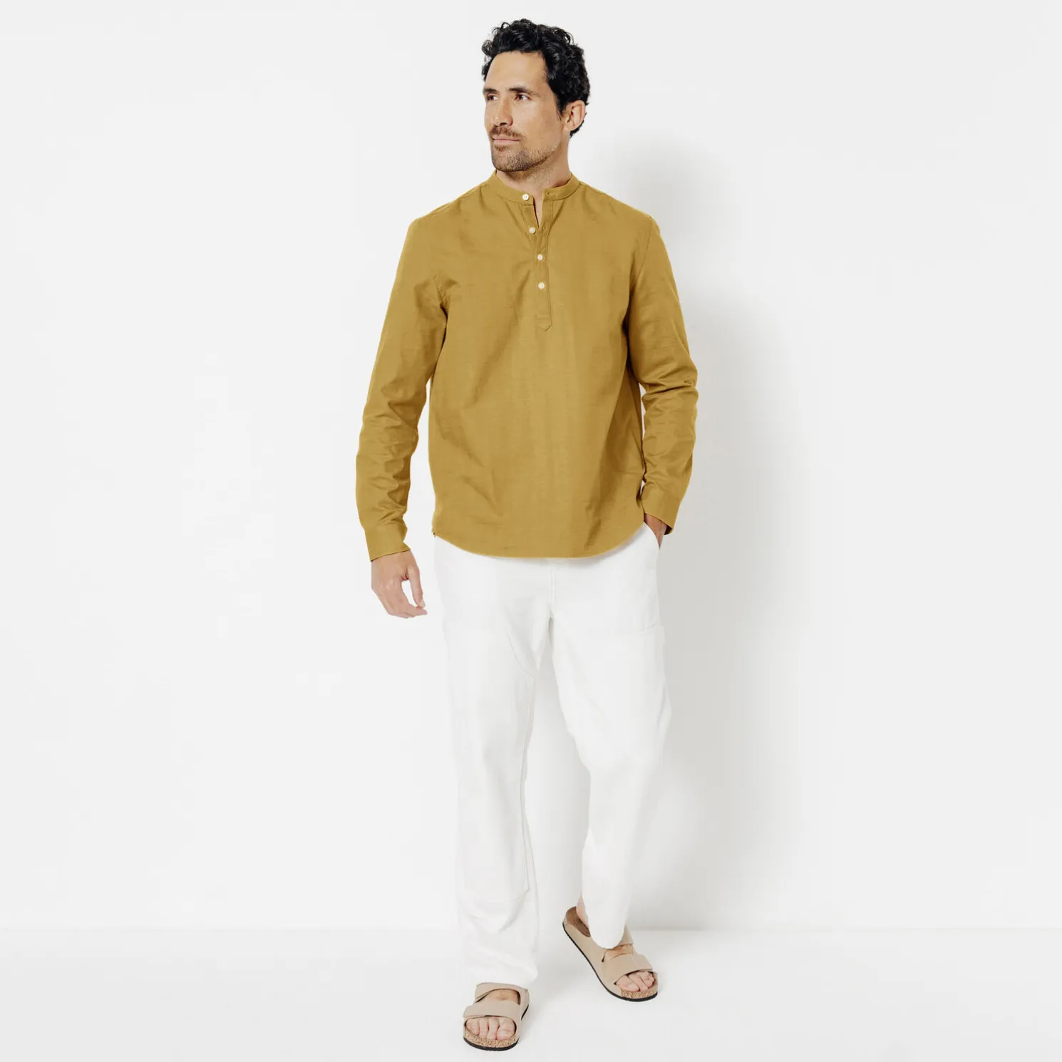 Regular effen hemd in gerecycled getextureerd kato