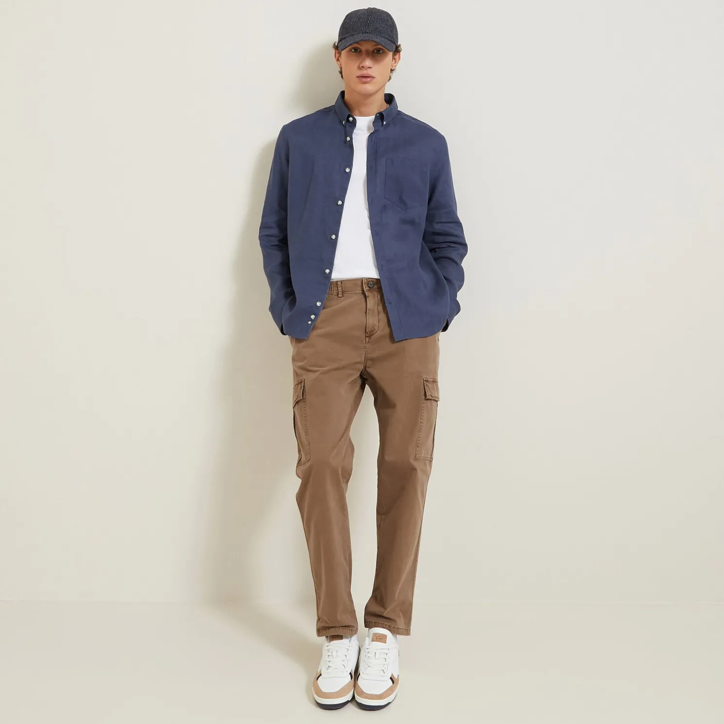 Regular effen hemd in linnen