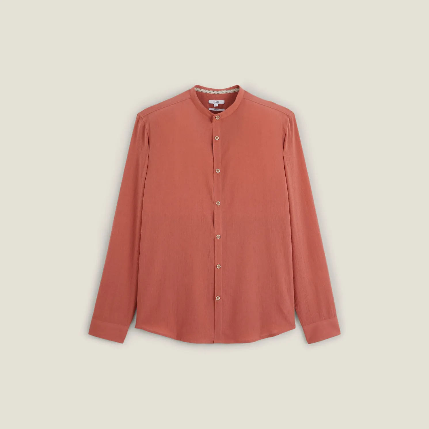 Regular effen hemd in gekreukte stof van katoen en