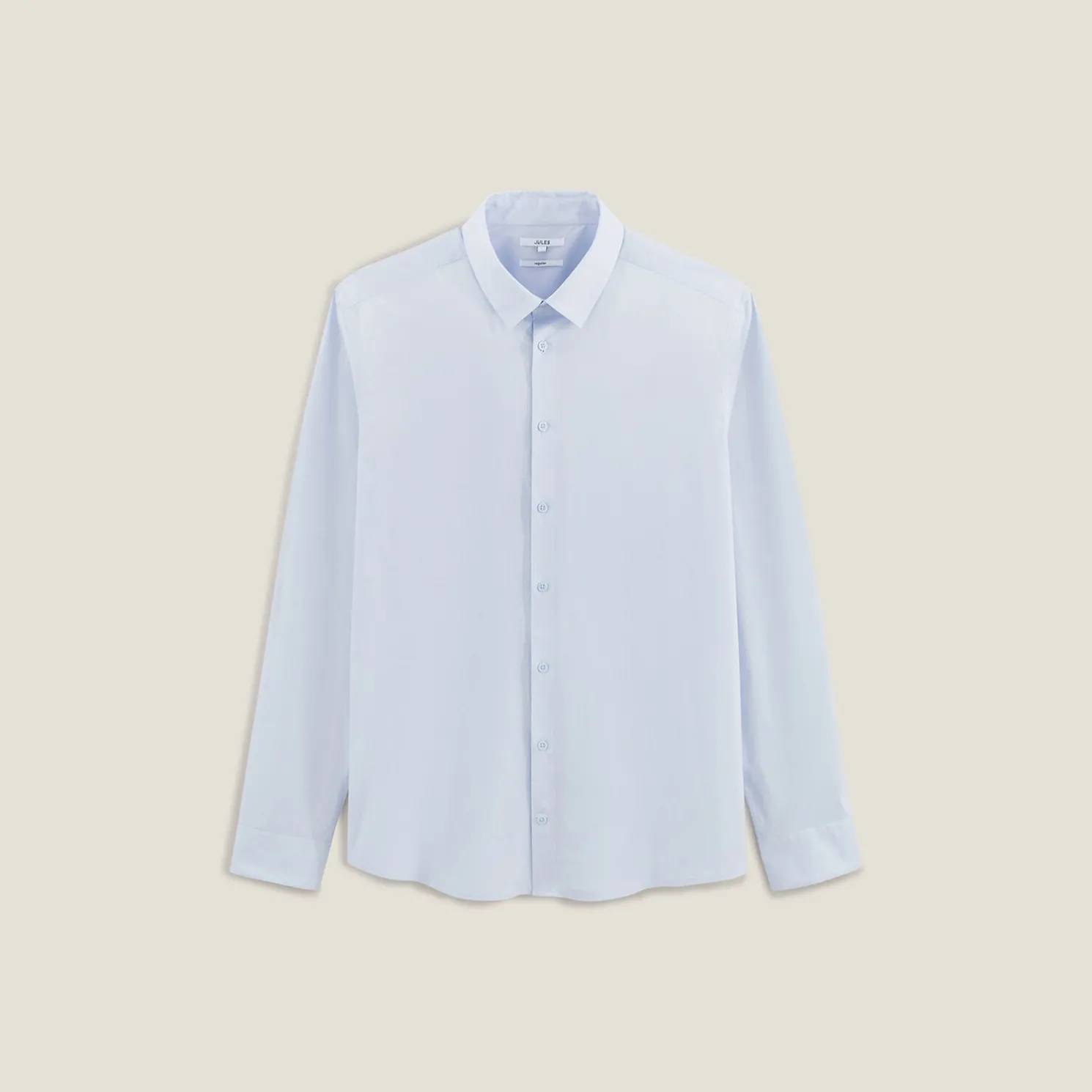 Regular effen hemd in katoen, nylon en elastaan