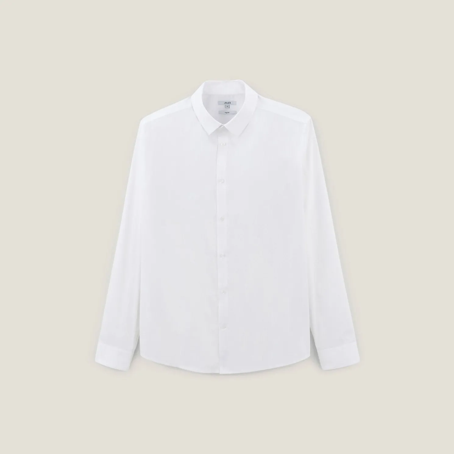 Regular effen hemd in katoen, nylon en elastaan