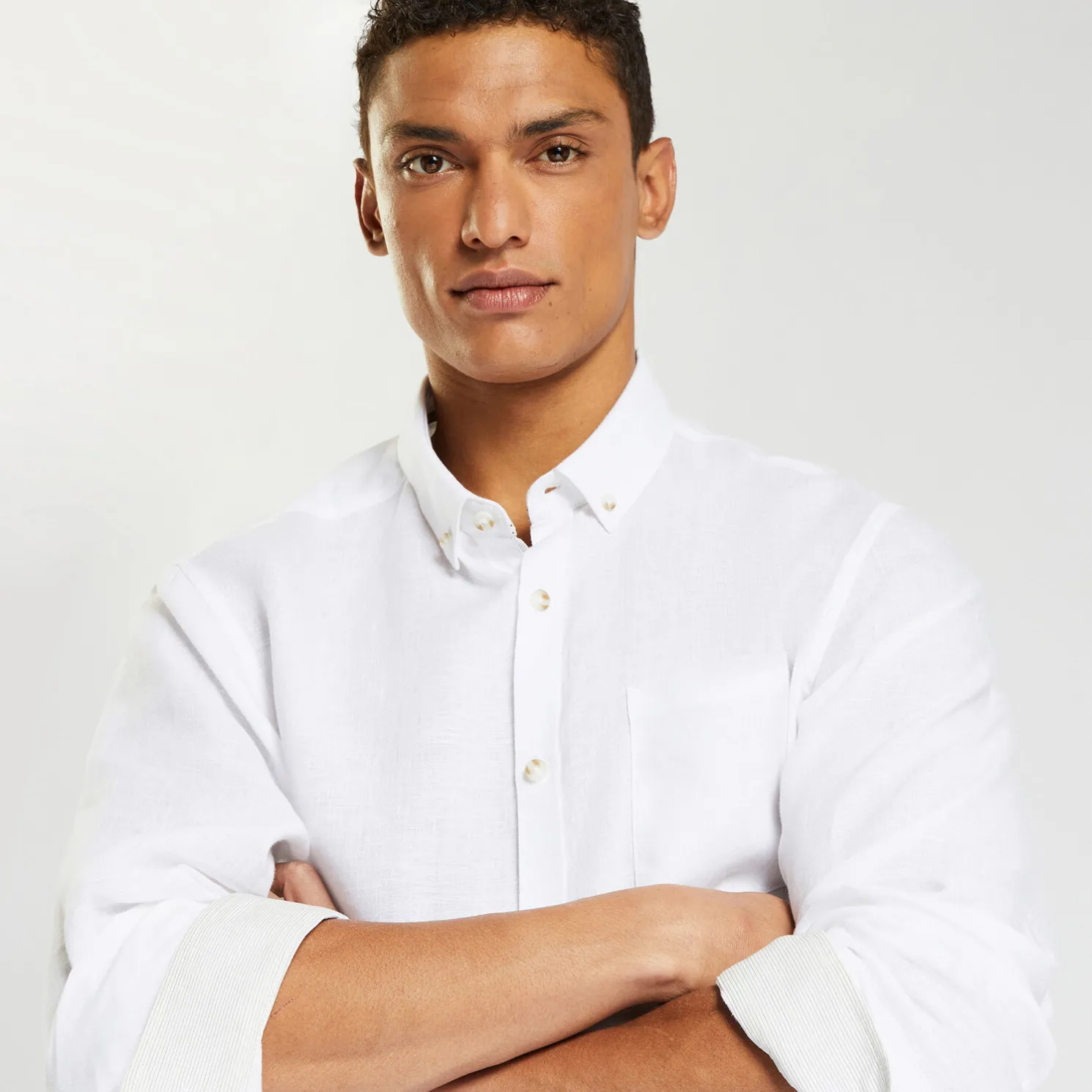 Regular effen hemd in linnen