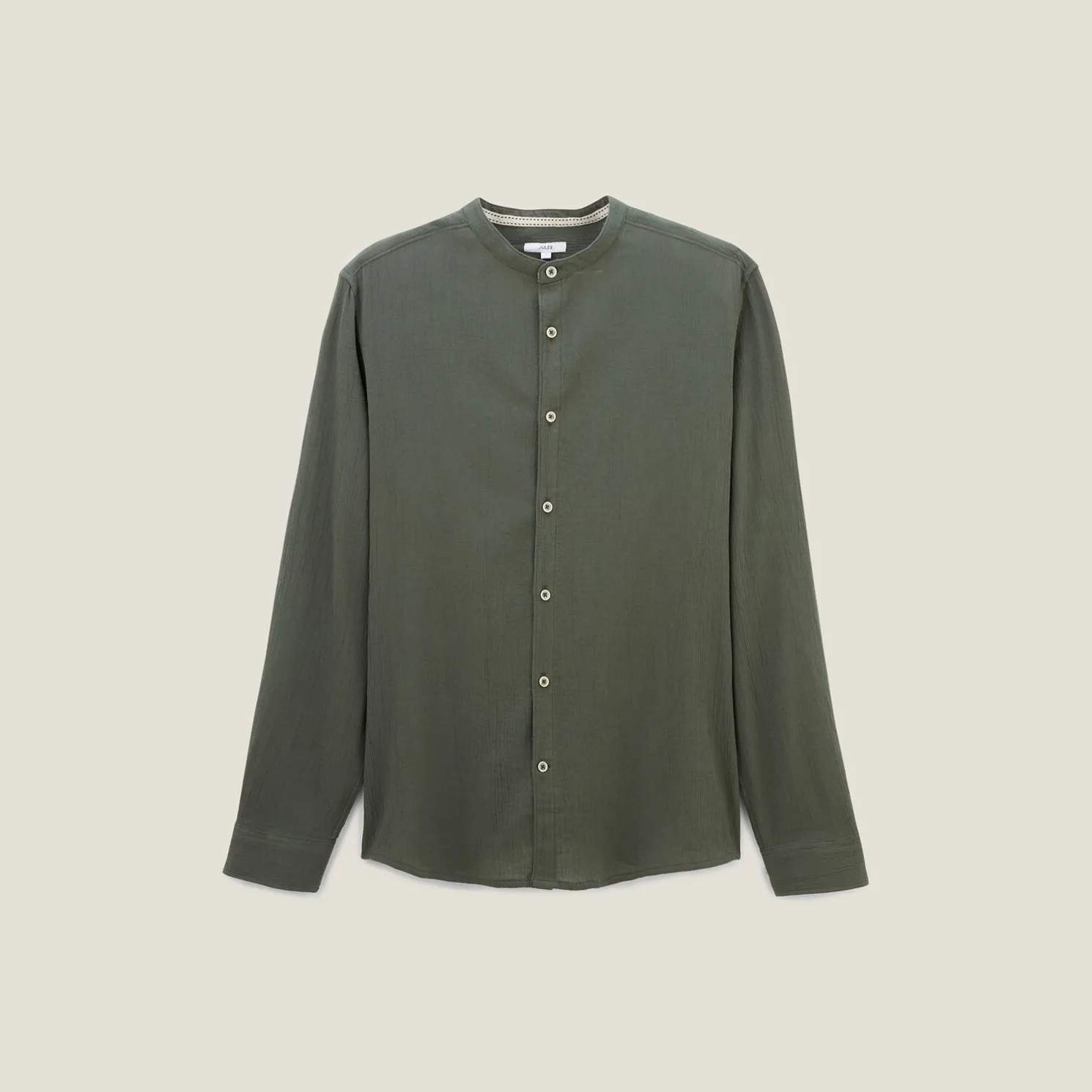 Regular effen hemd in gekreukte stof van katoen en