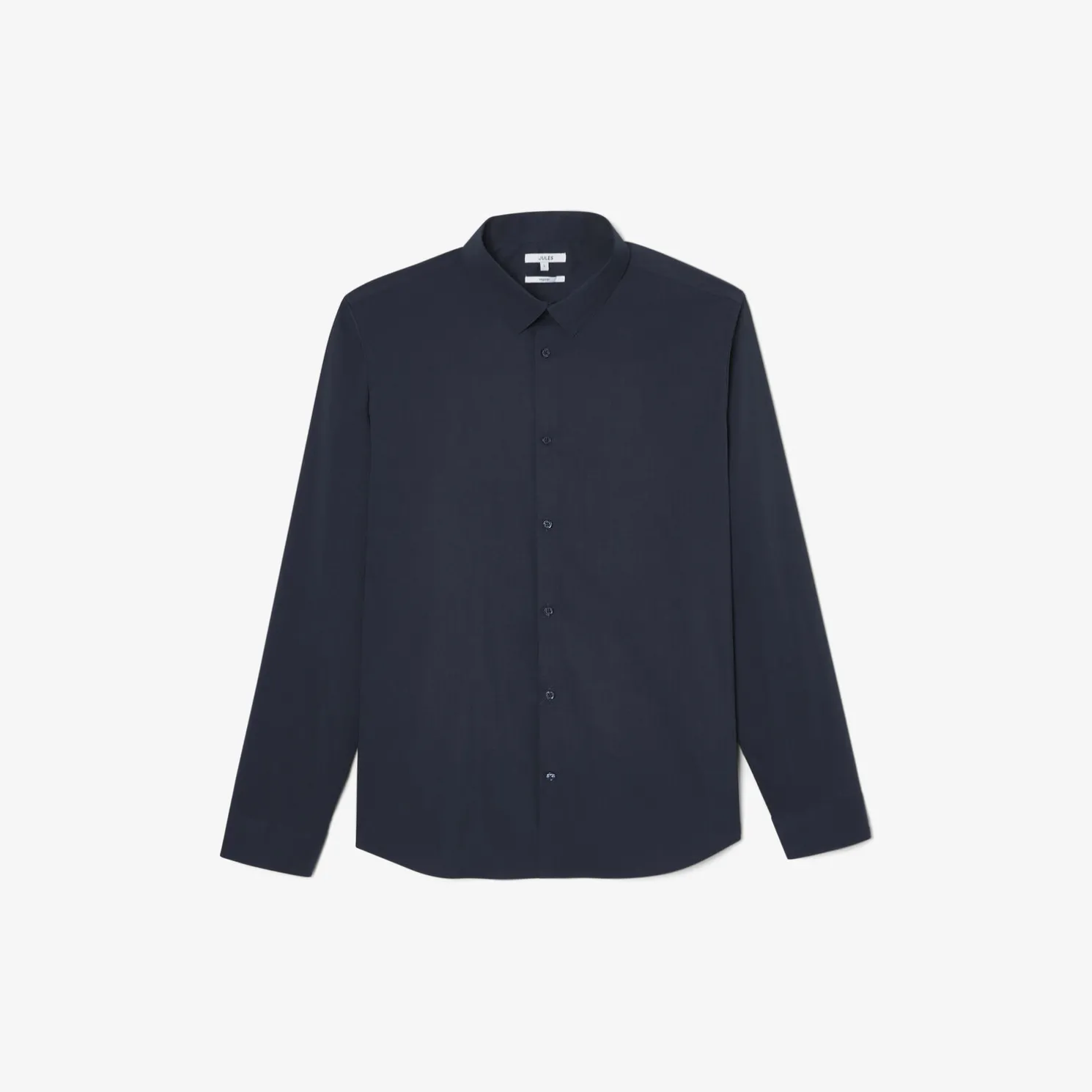 Regular effen hemd in katoen, nylon en elastaan