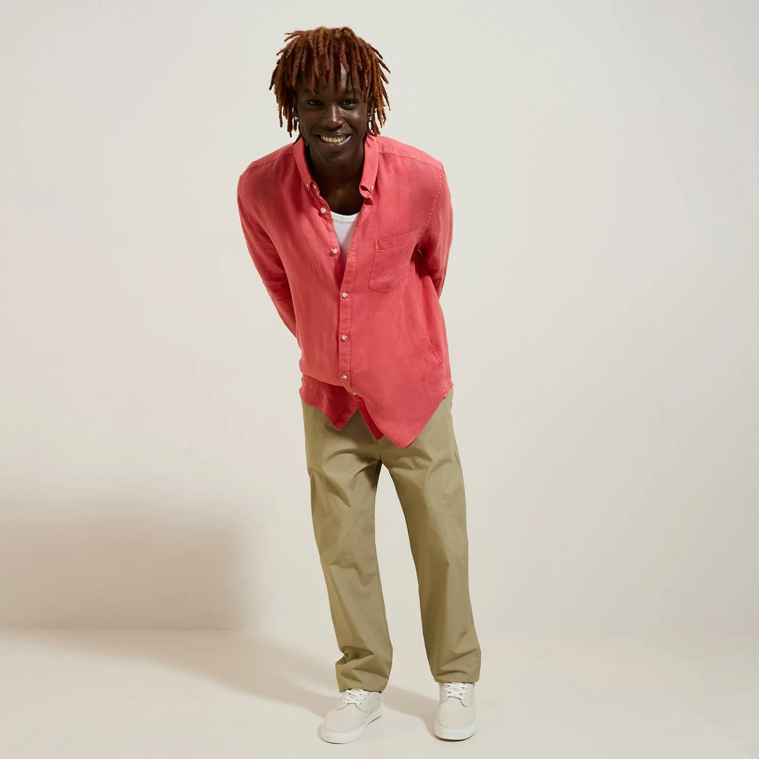 Regular effen hemd in linnen