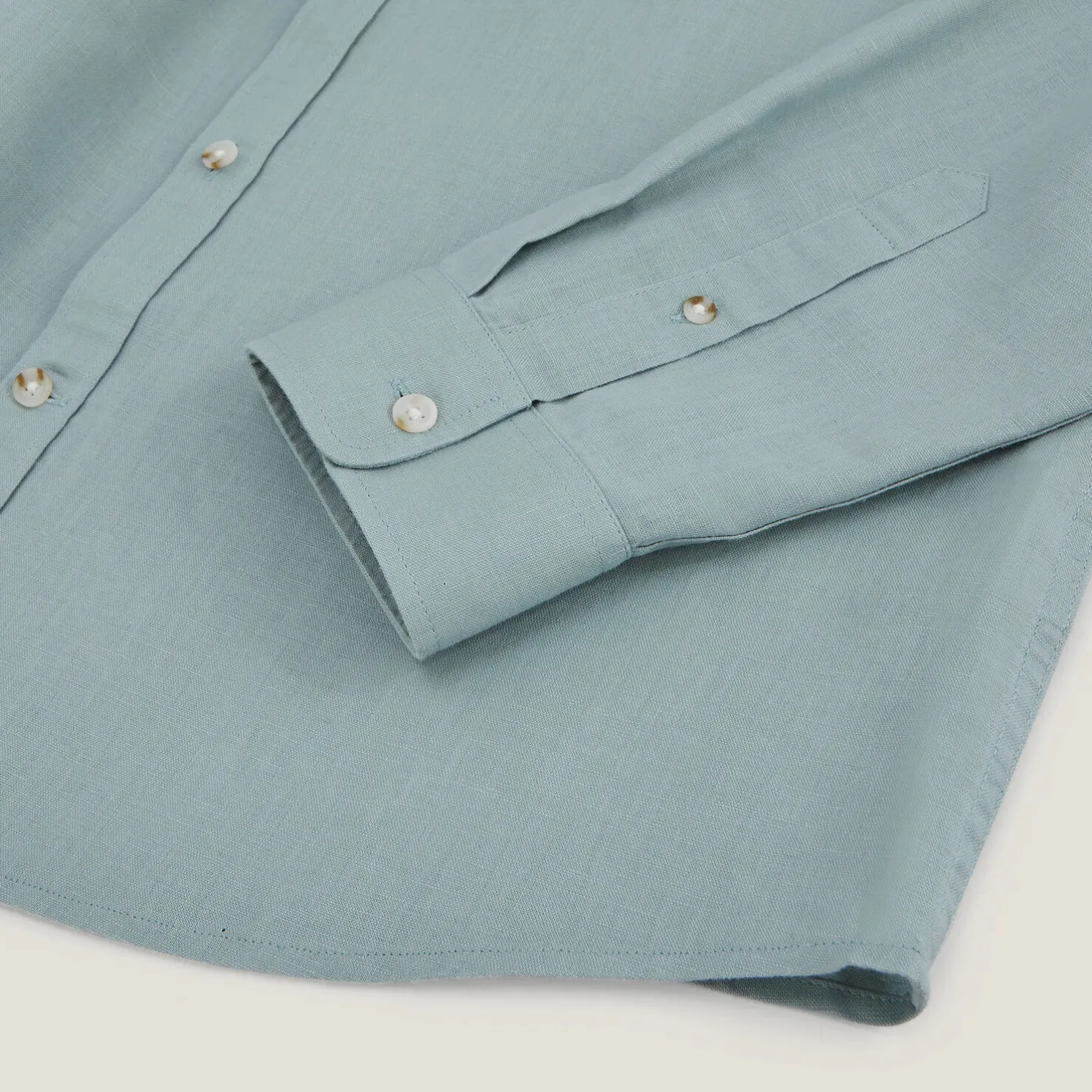 Regular effen hemd in katoen en linnen