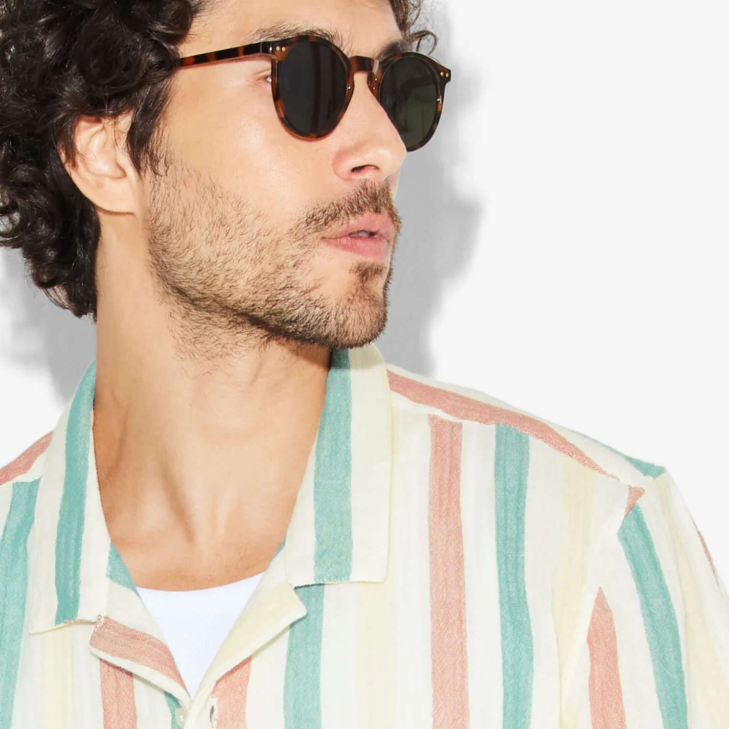 Regular fit gestreept overhemd met korte mouw van