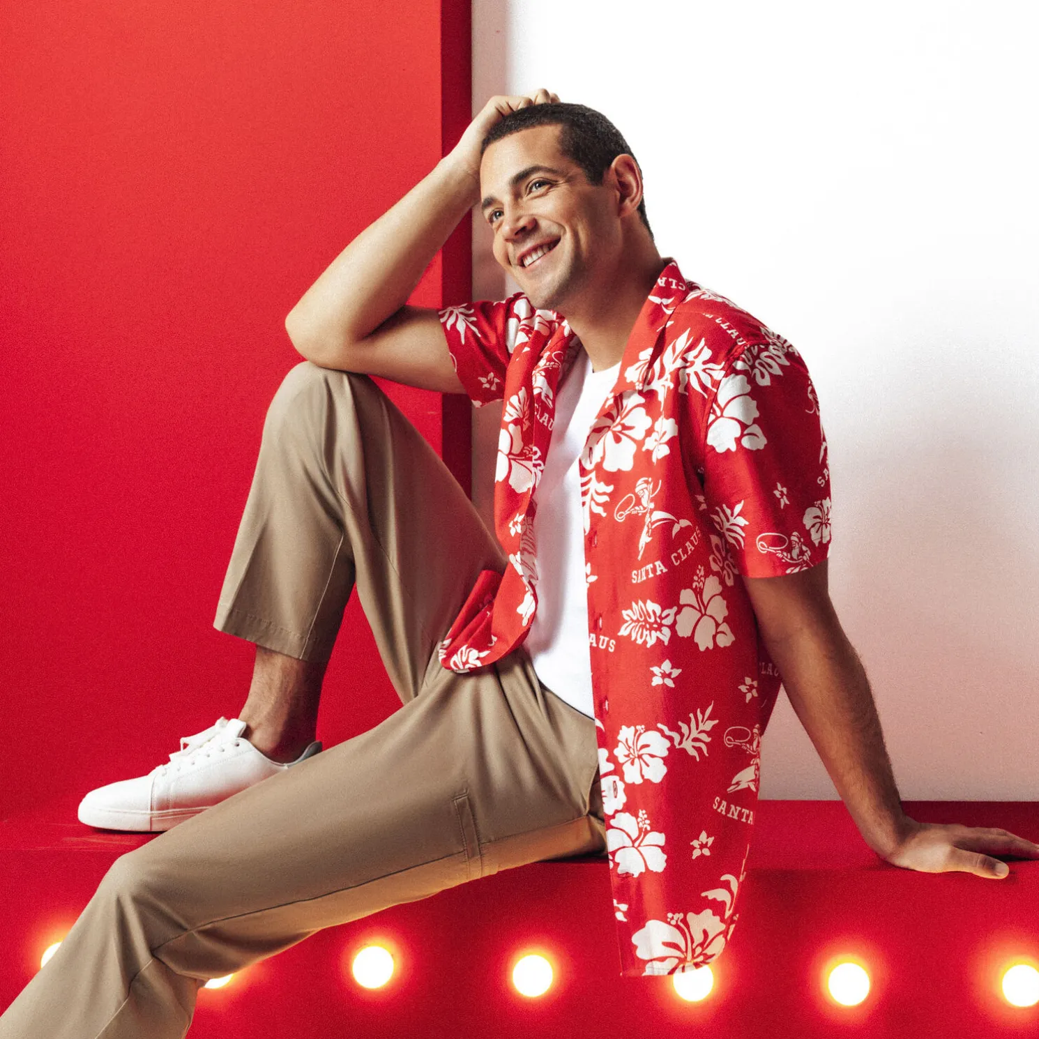 Regular hemdje met landschapsprint in gevlamd kato