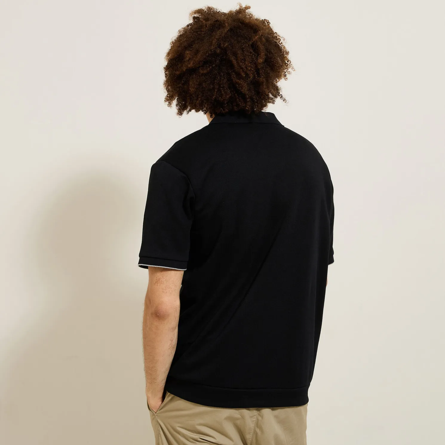 Relax polo in textuurstof met korte mouwen en polo