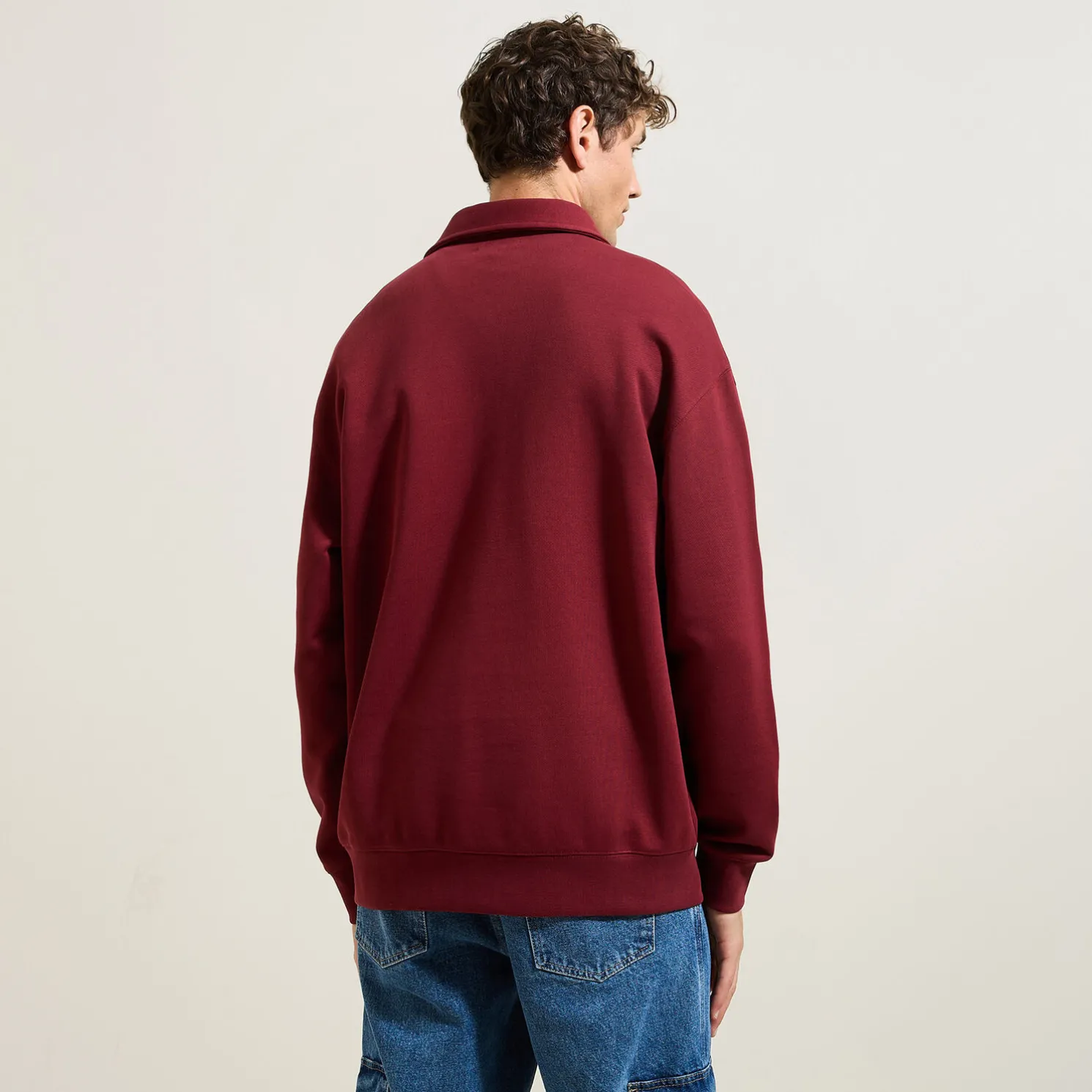 Relaxed effen sweater met polokraag