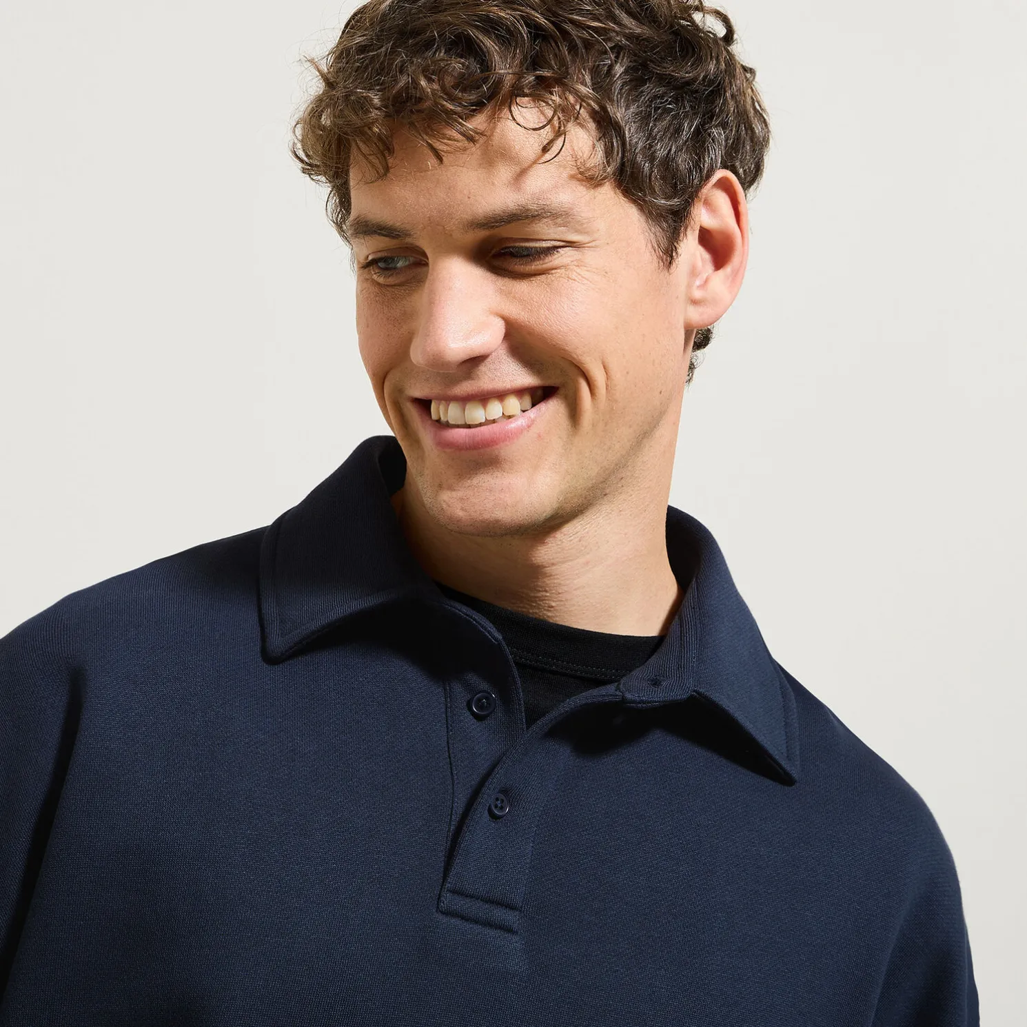 Relaxed effen sweater met polokraag