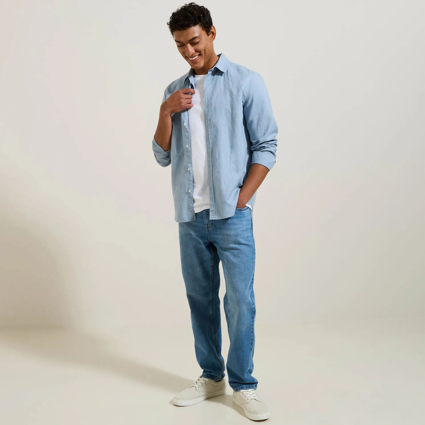 Relaxte jeans, 3 lengtes, in gerecycled katoen