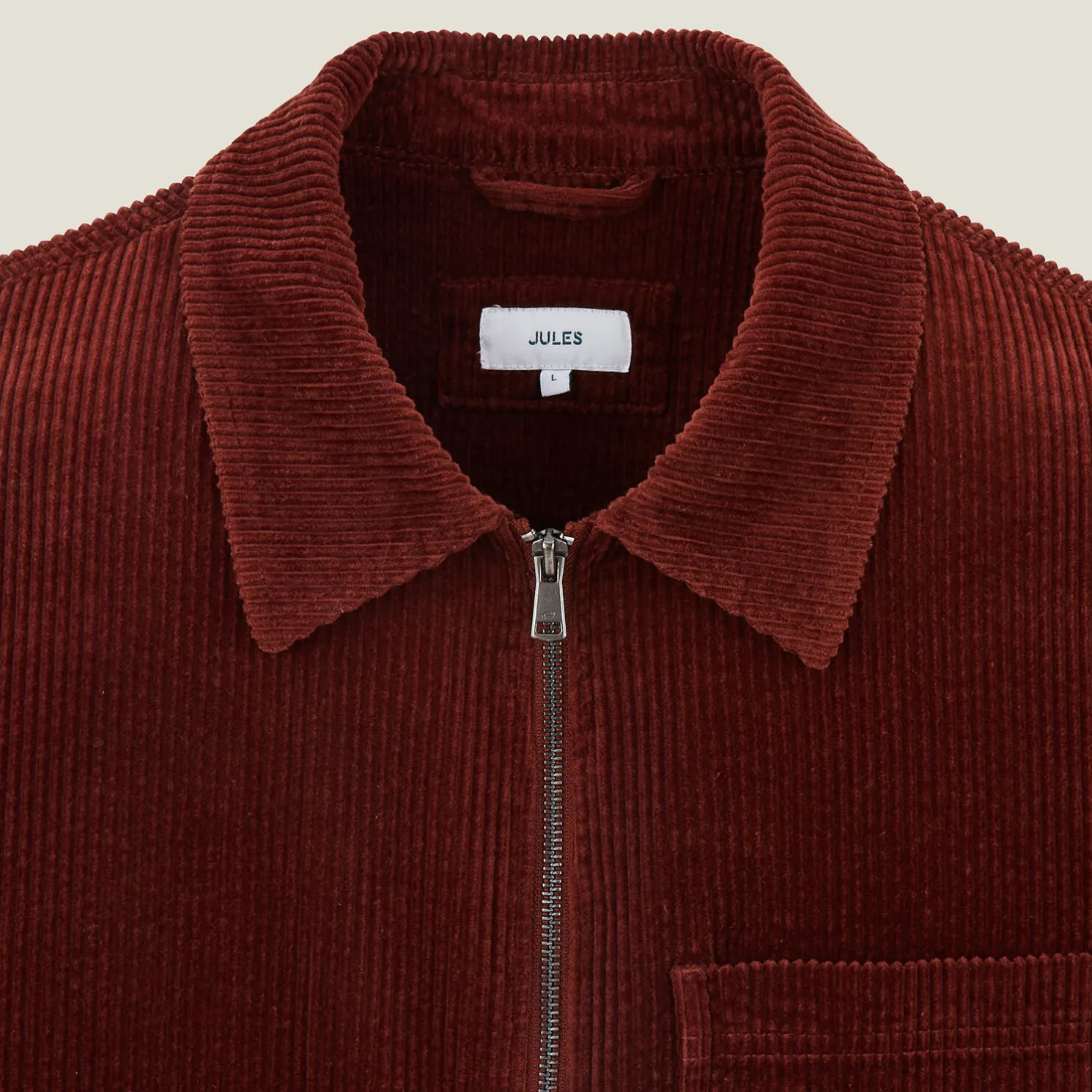 Ribfluwelen overhemdjas met rits