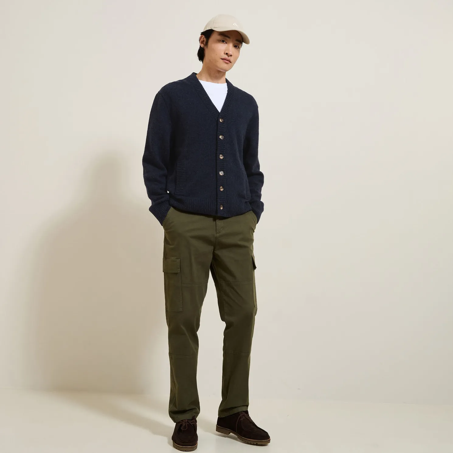 Ribstof gilet-vestje met knopen