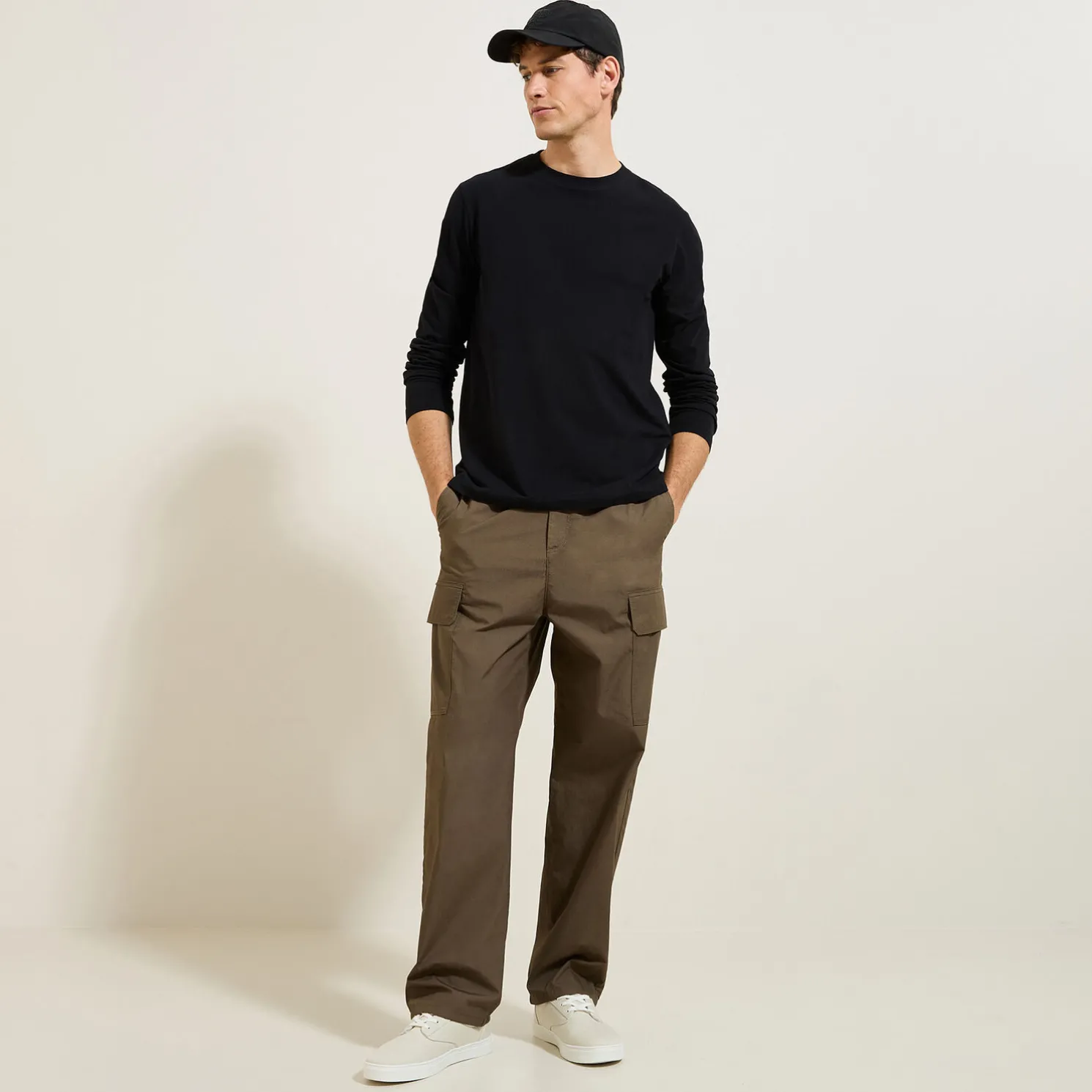 Slim basic T-shirt met ronde hals