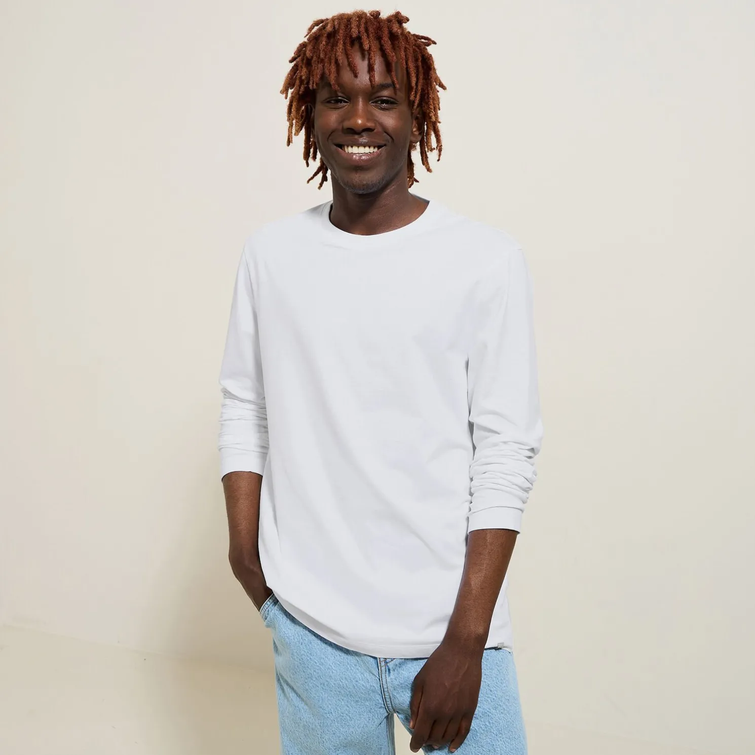 Slim basic T-shirt met ronde hals