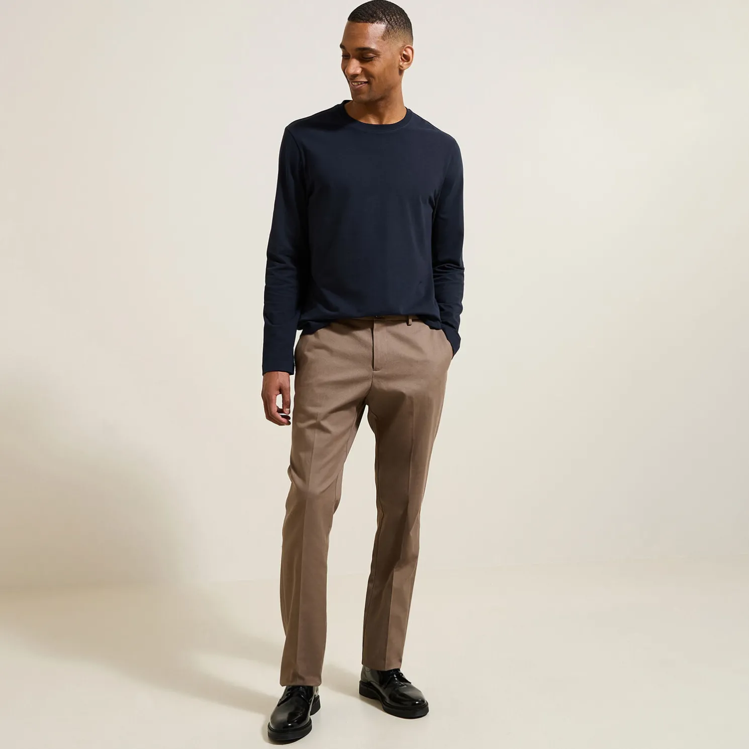 Slim basic T-shirt met ronde hals