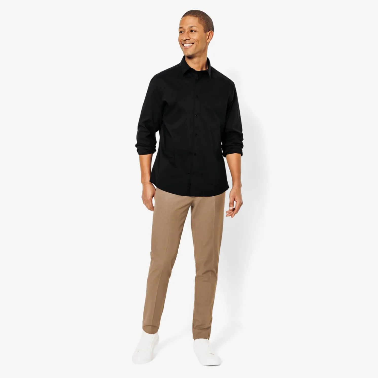 Slim effen hemd in gerecyclede polyamide