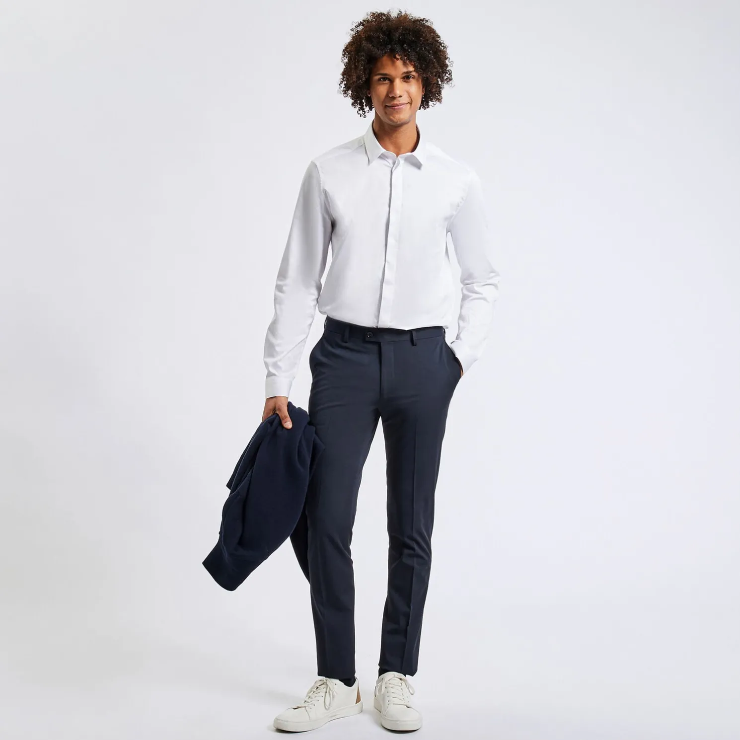 Slim effen hemd in satijnkatoen