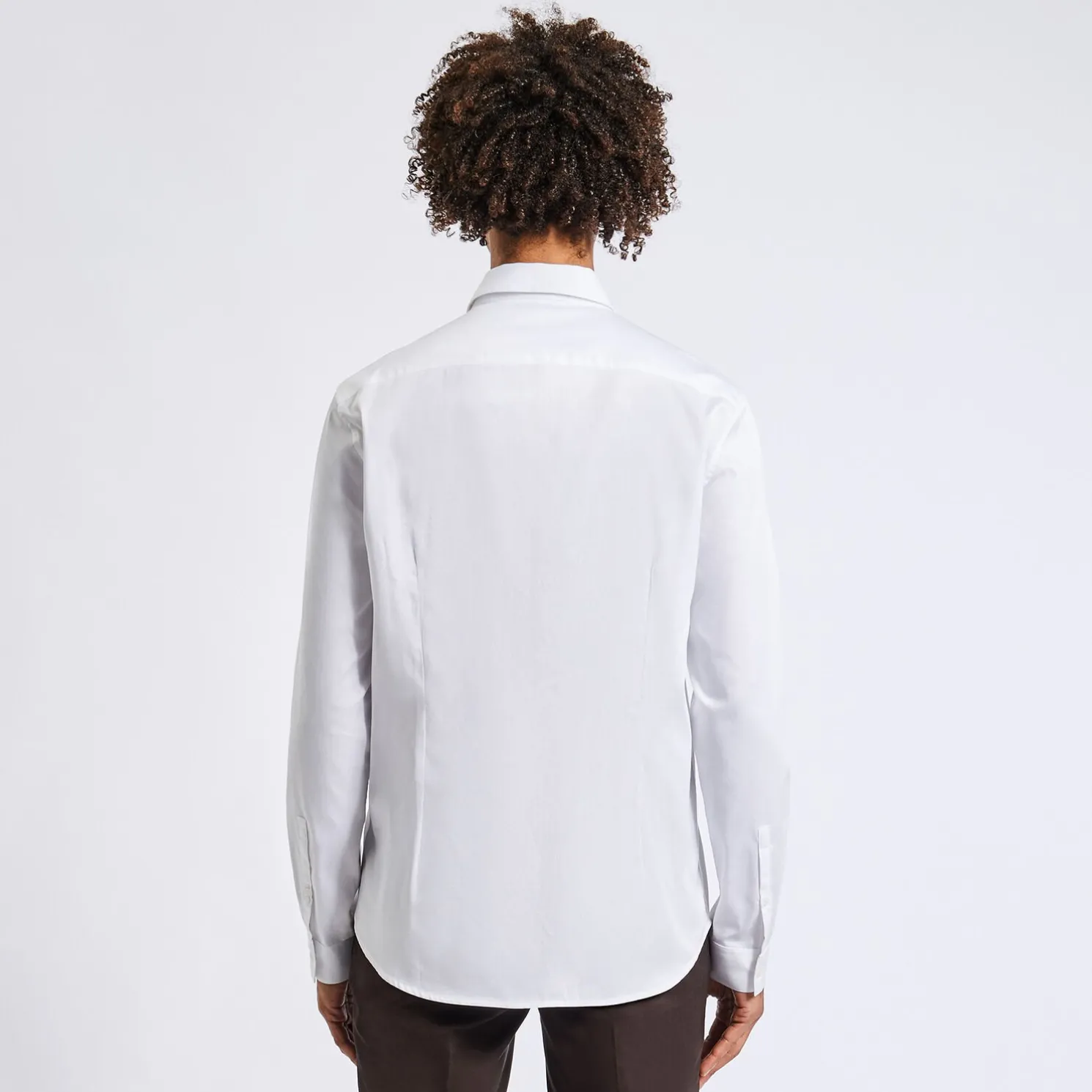 Slim effen hemd in satijnkatoen