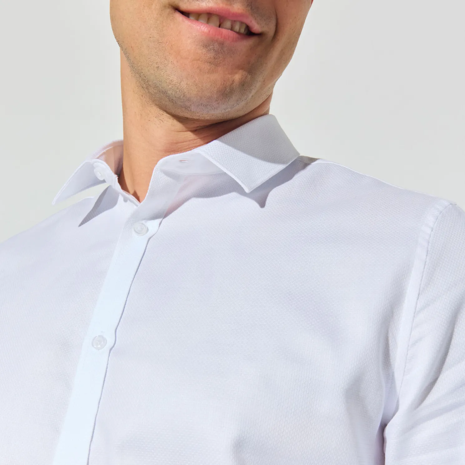 Slim effen hemd 'stay white/black' in katoen