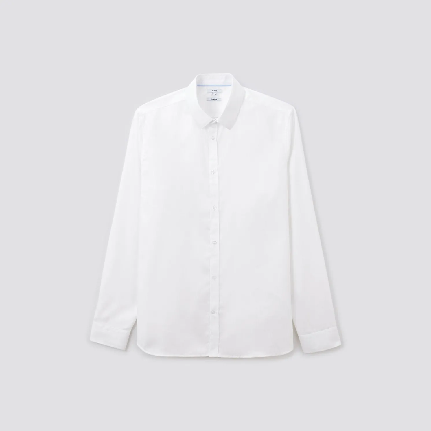 Slim effen hemd 'stay white/black' in katoen