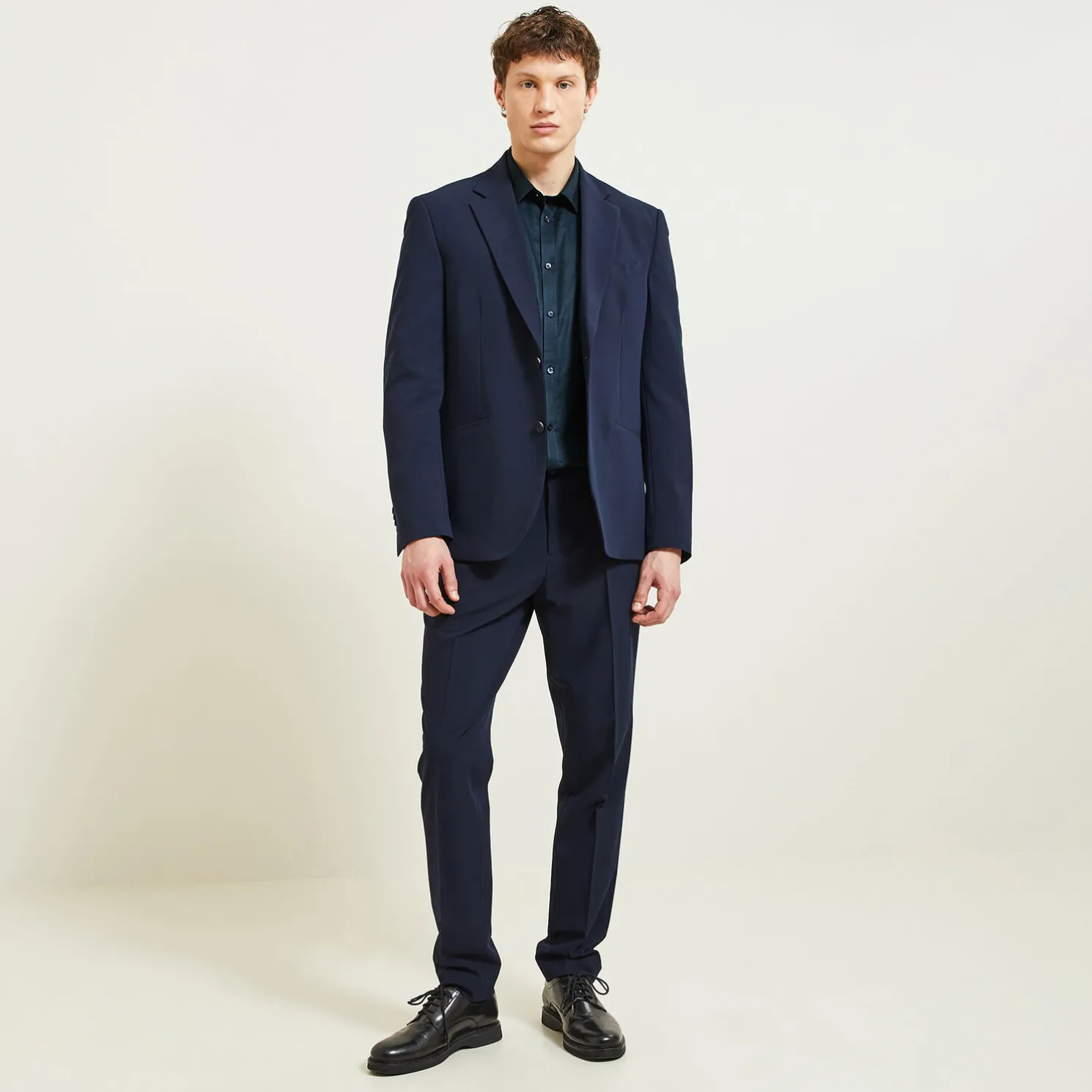 Slim effen hemd 'stay white/black' in katoen