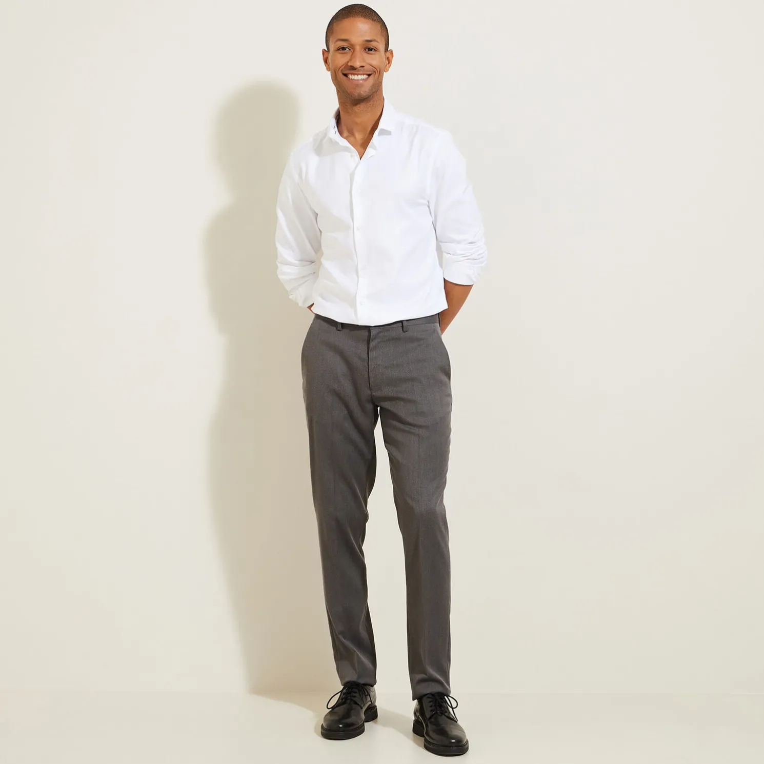 Slim effen kostuumbroek