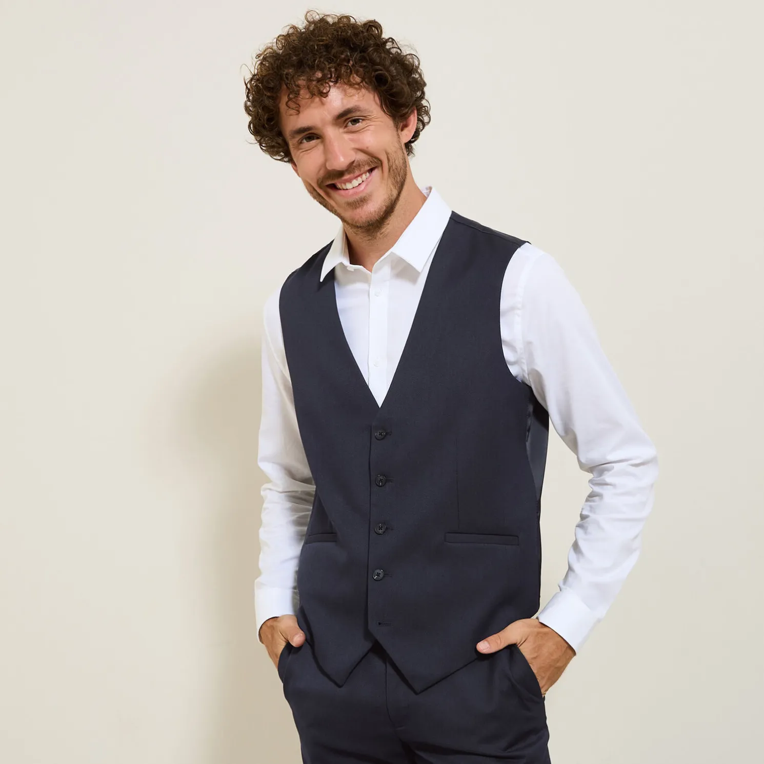 Slim effen kostuumgilet