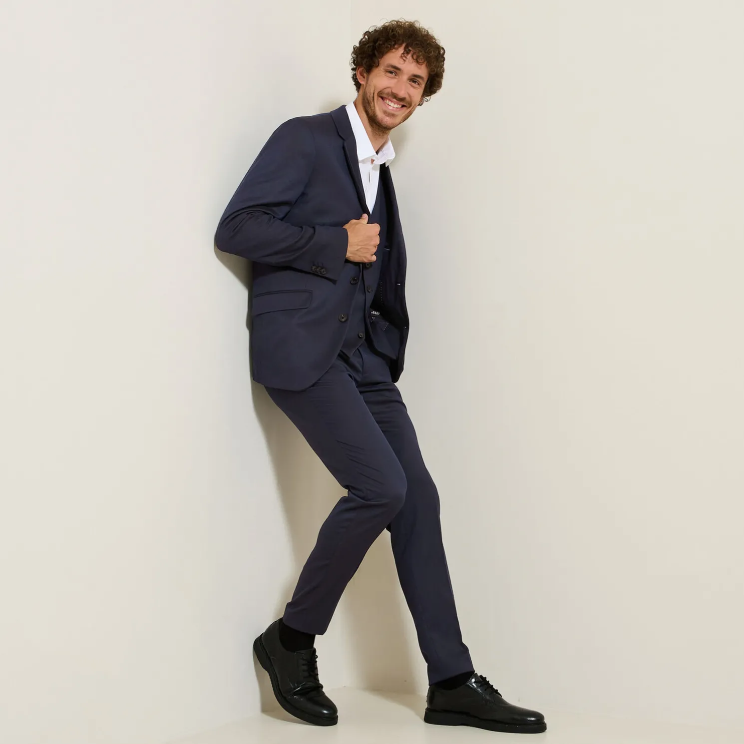 Slim effen kostuumbroek