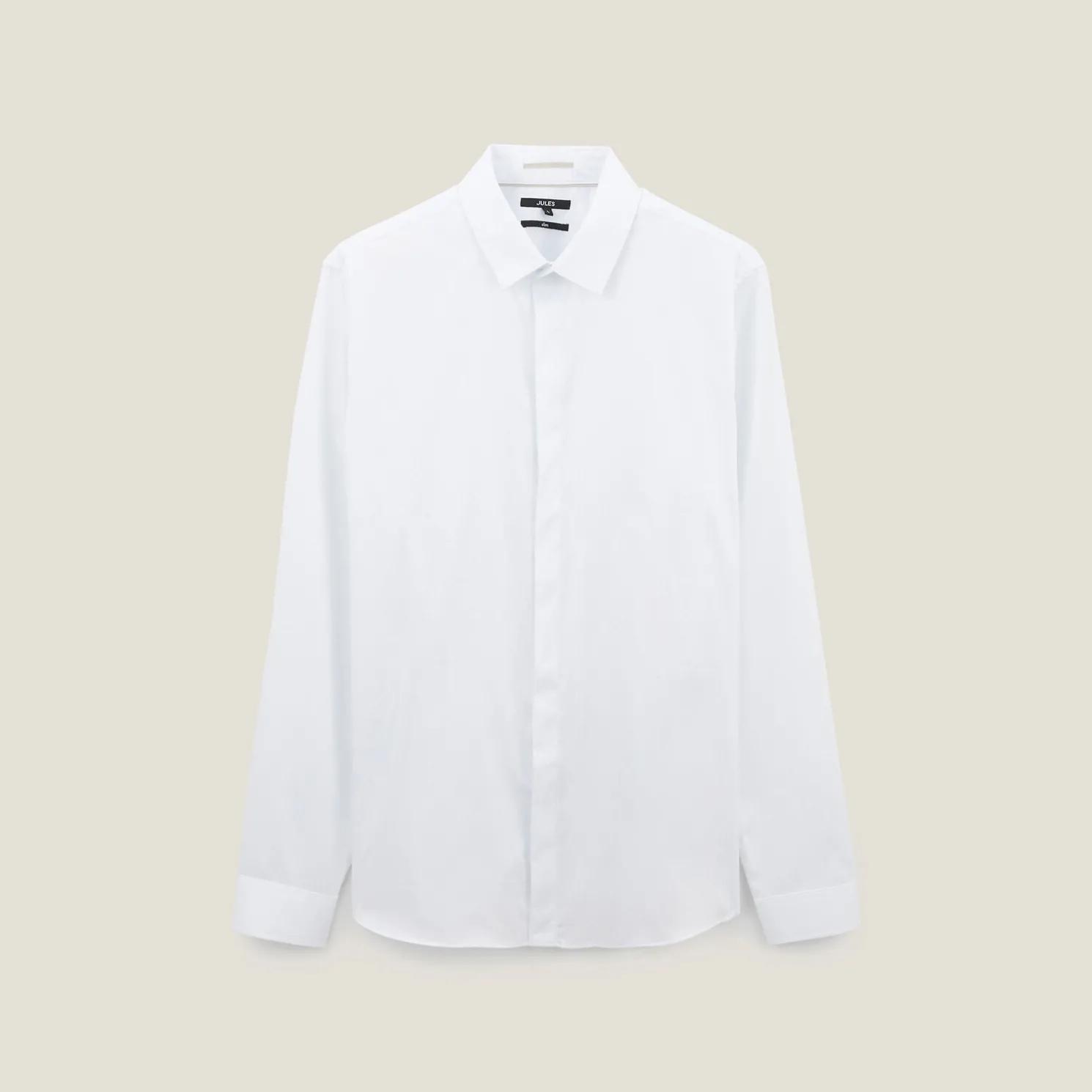 Slim effen satijnen hemd in biokatoen