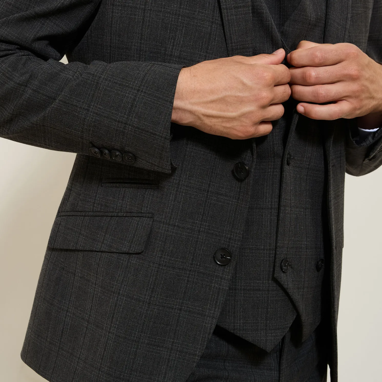 Slim geruit kostuumvest