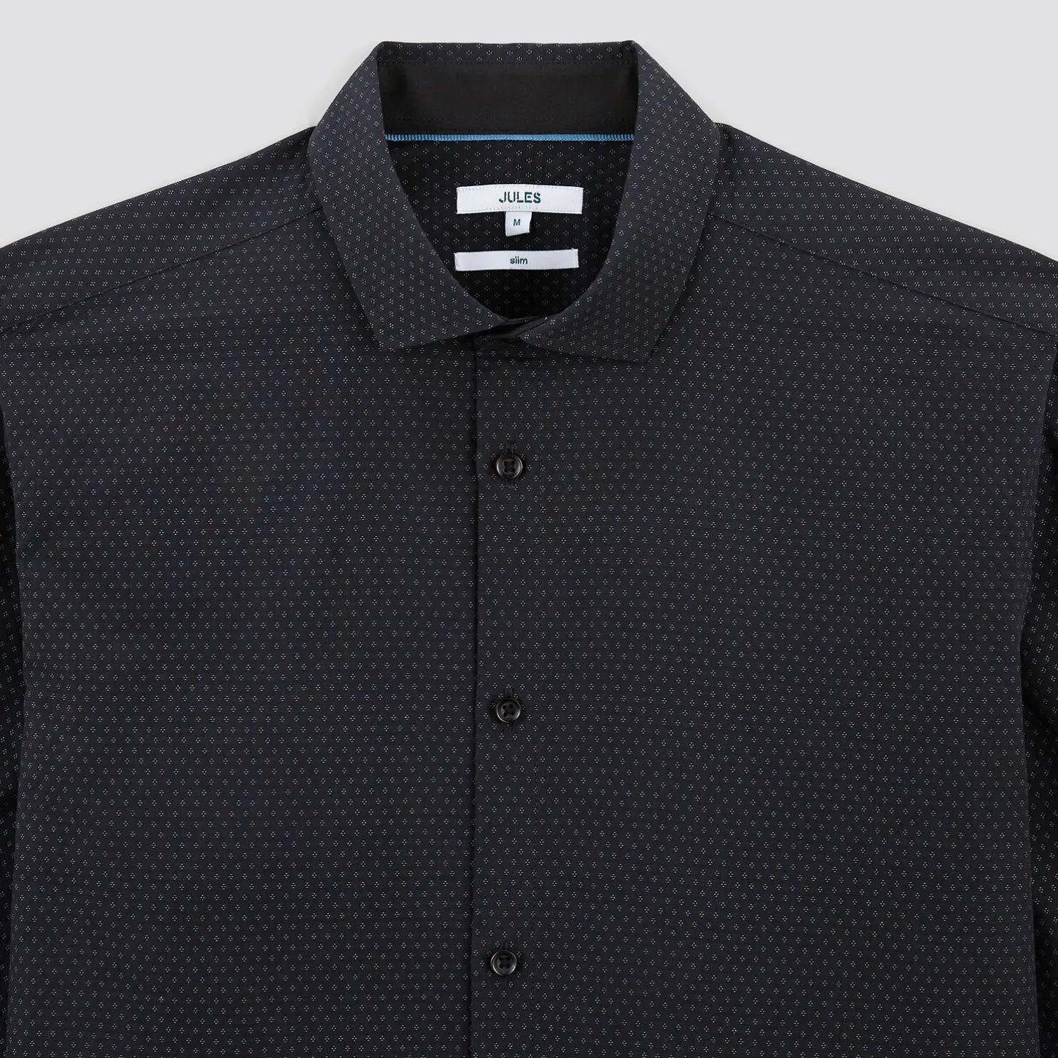 Slim hemd in biokatoen met jacquard microprint