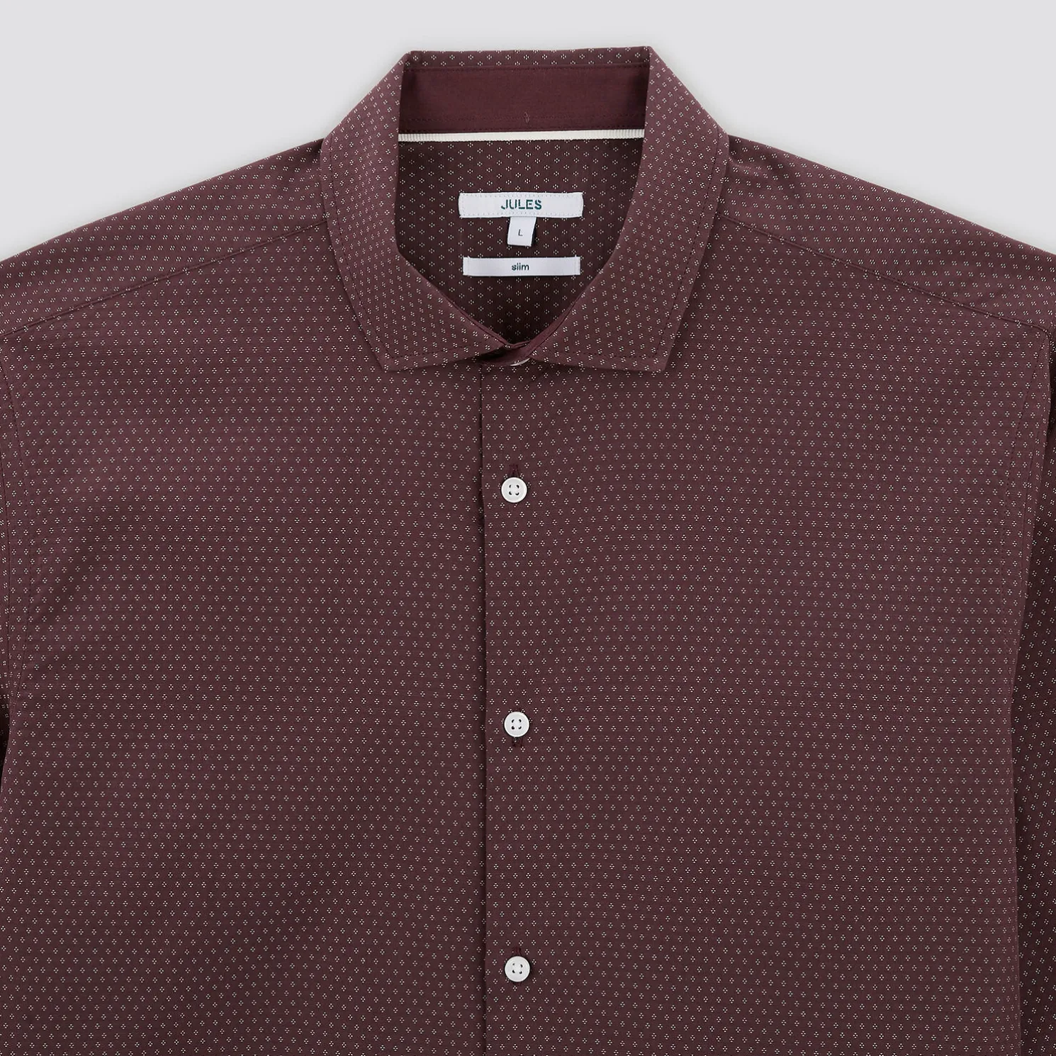 Slim hemd in biokatoen met jacquard microprint