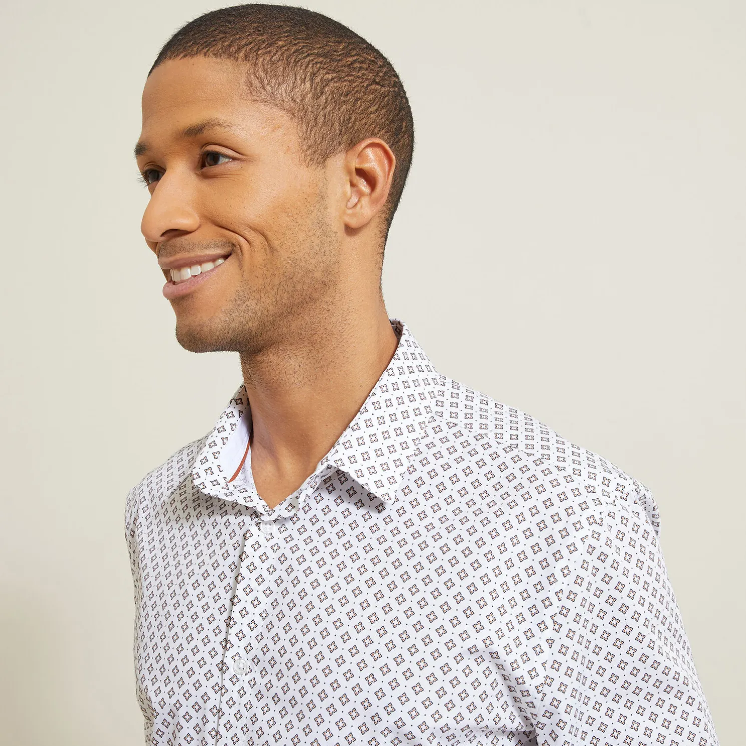 Slim hemd met geometrische print in biokatoen