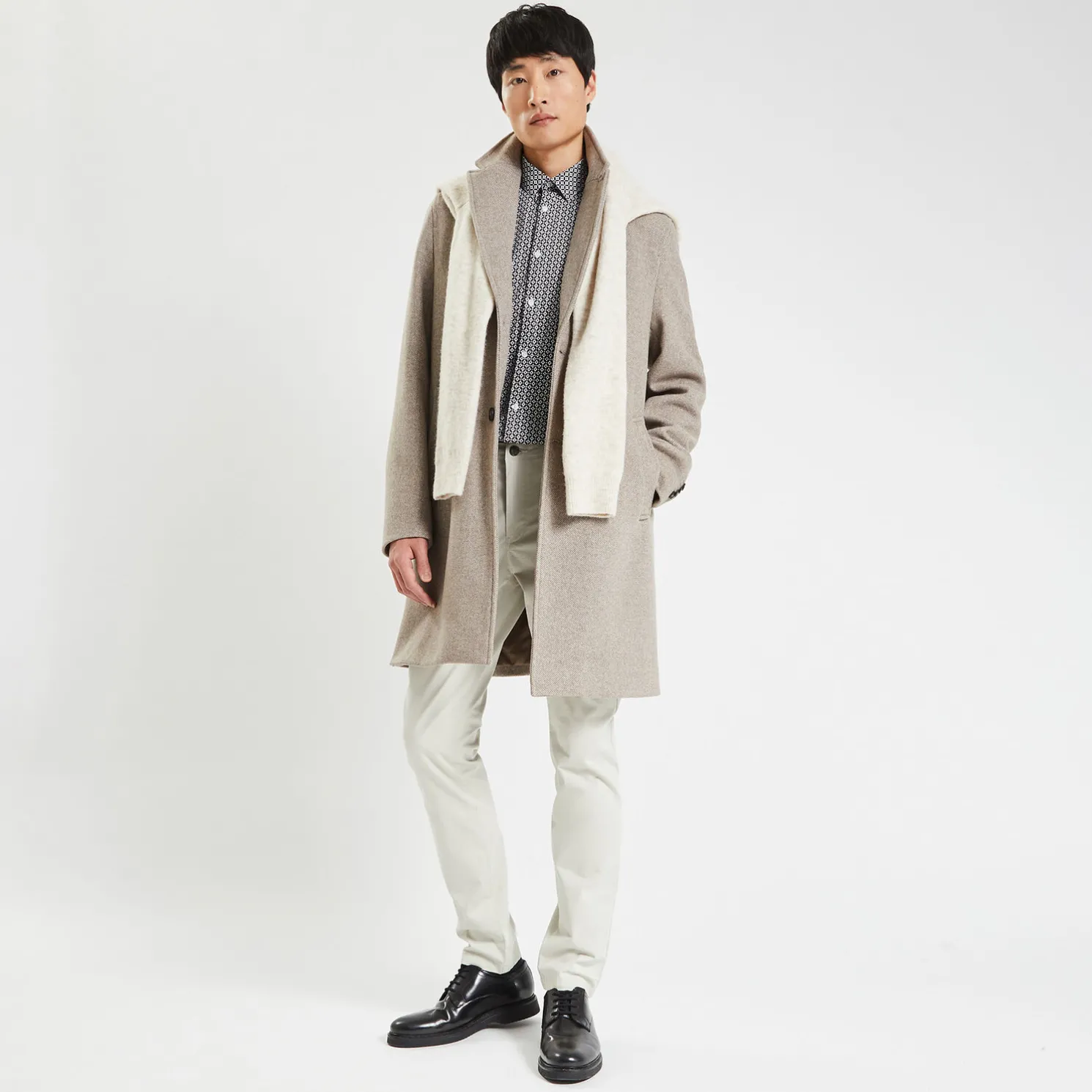 Slim hemd met geometrische print in biokatoen