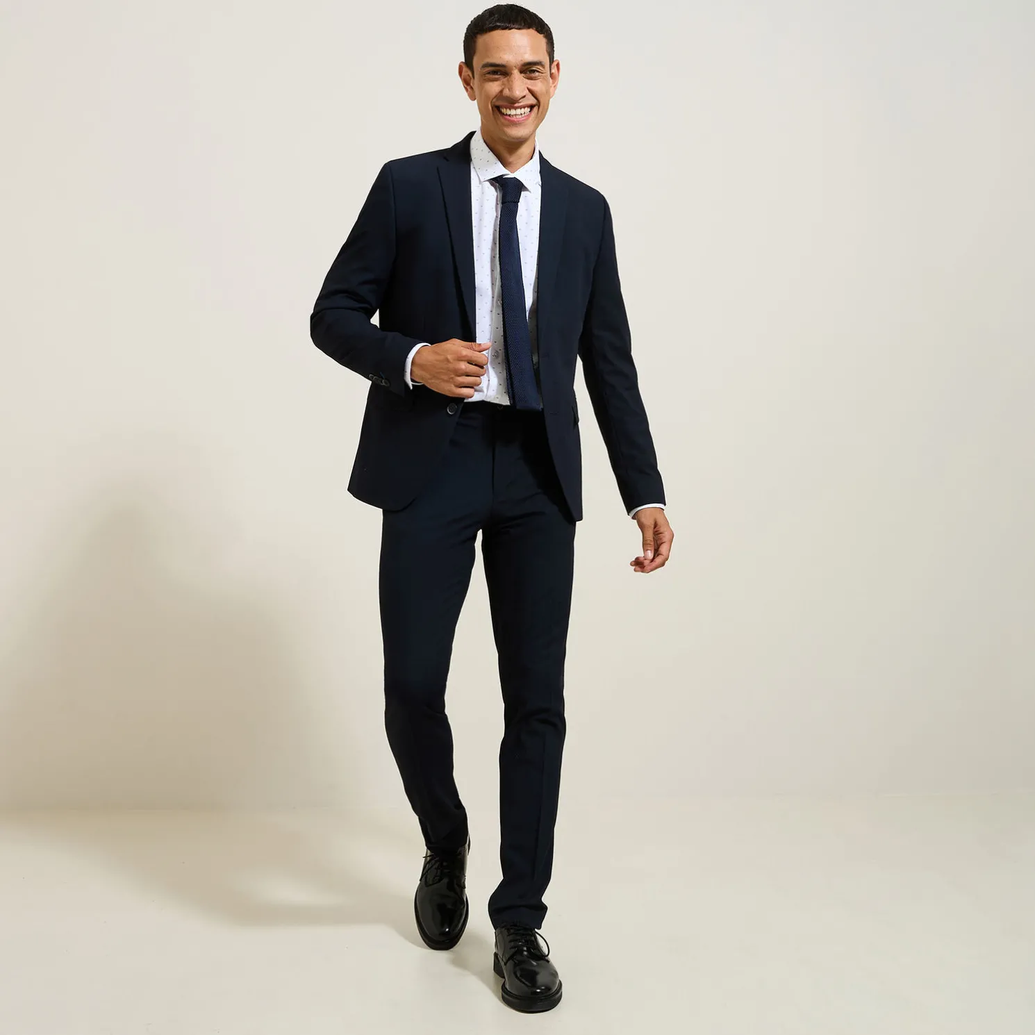 Slim hemd met microprint in katoen