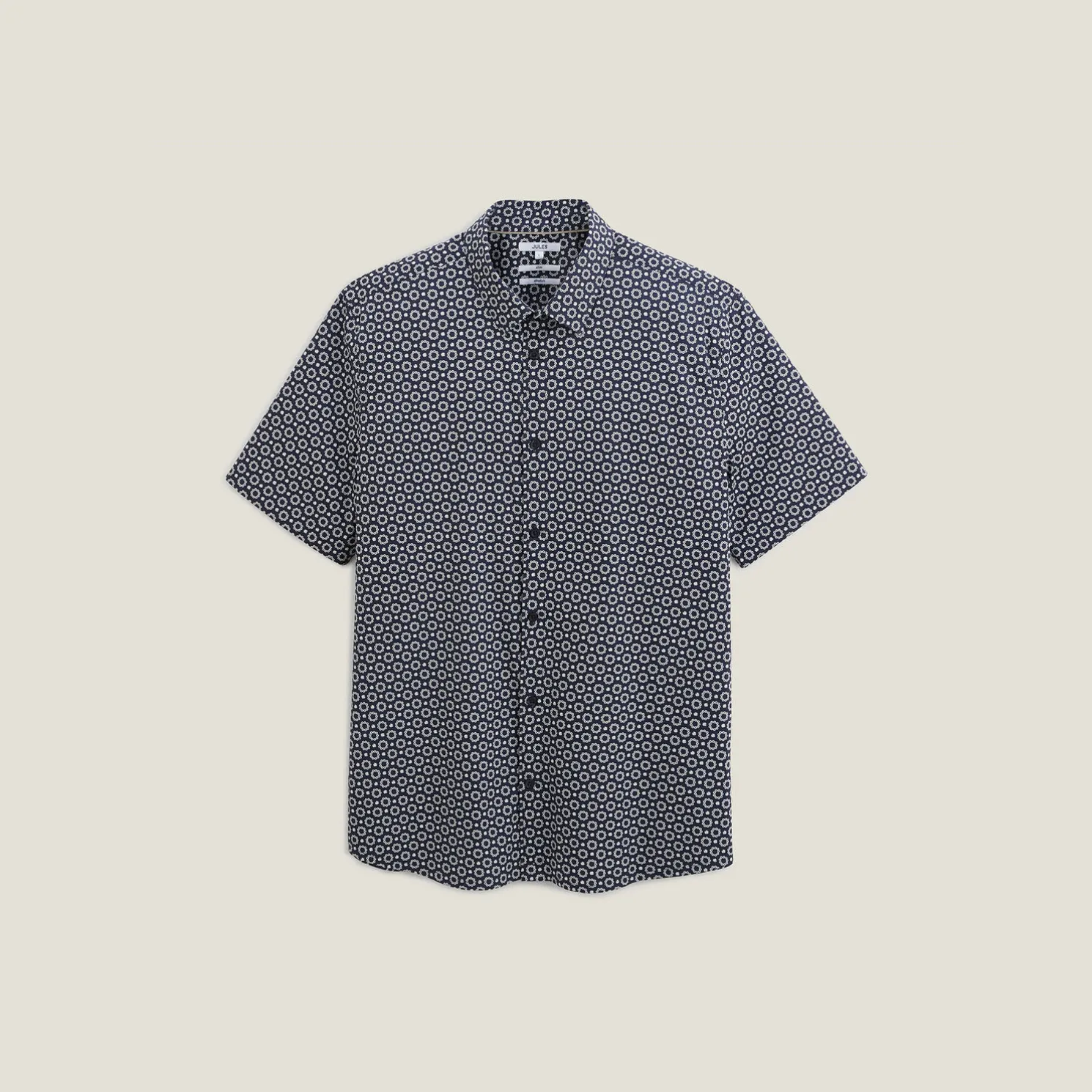 Slim hemdje met geometrische print in biokatoen